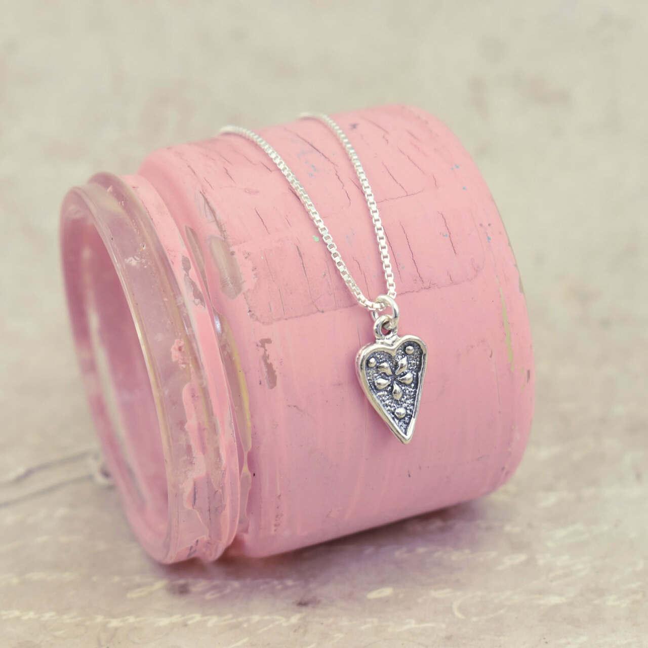 Handcrafted sterling silver heart necklace