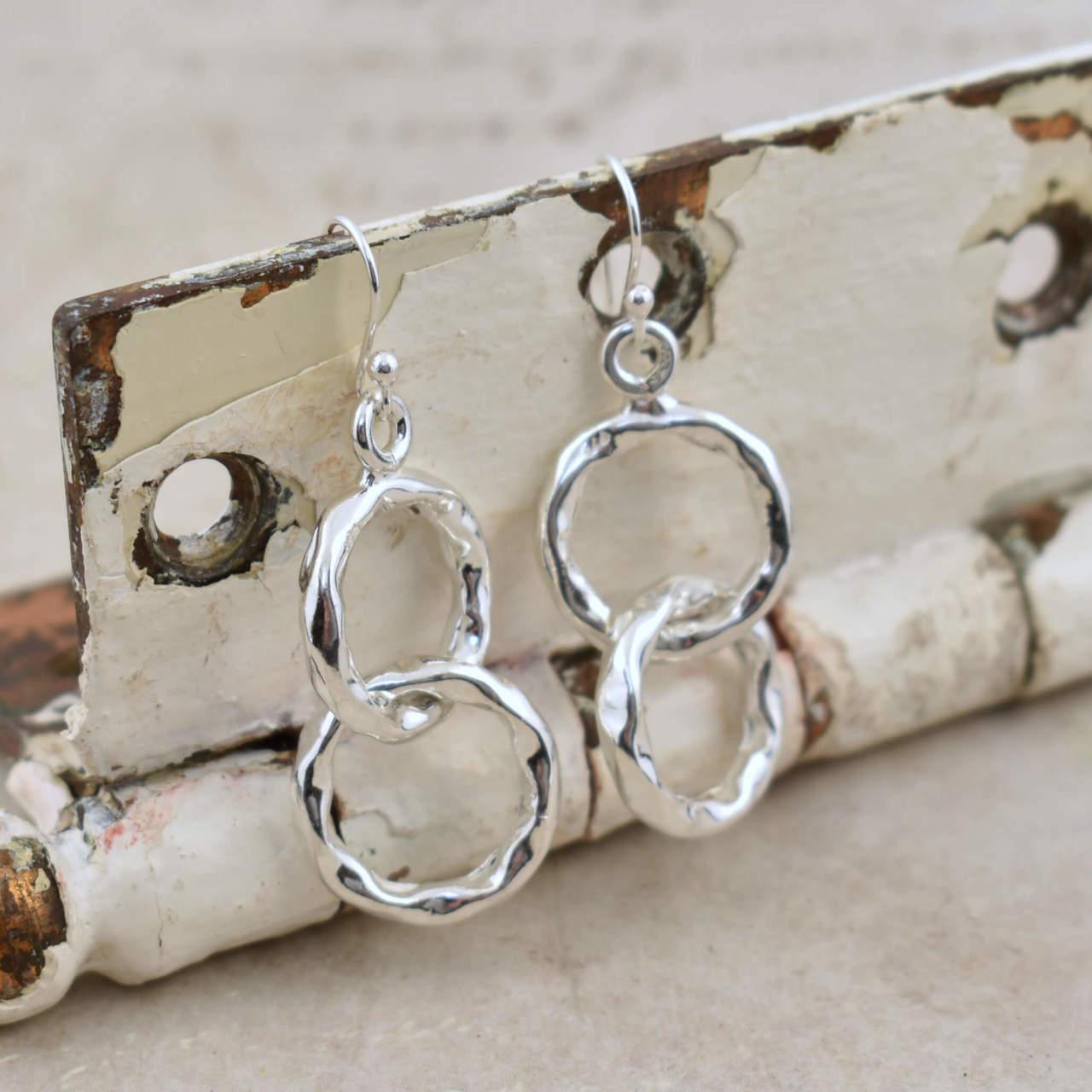 Sterling Silver Hammered Hook Earrings