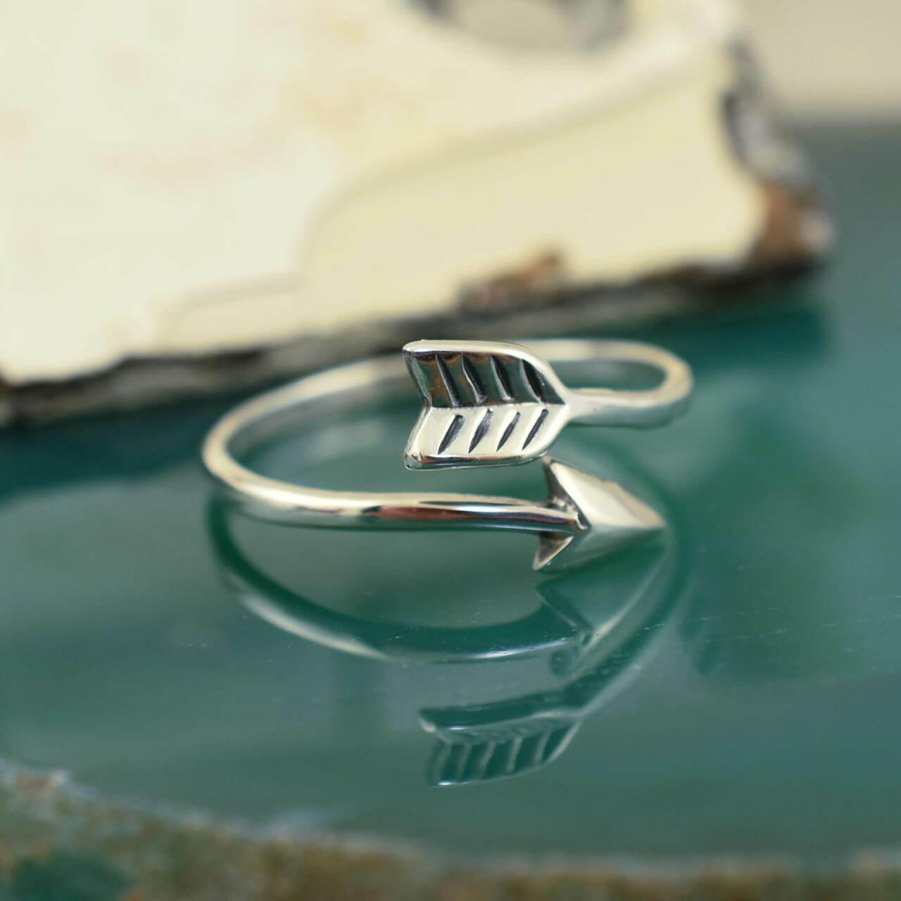 Sterling silver adjustable arrow ring