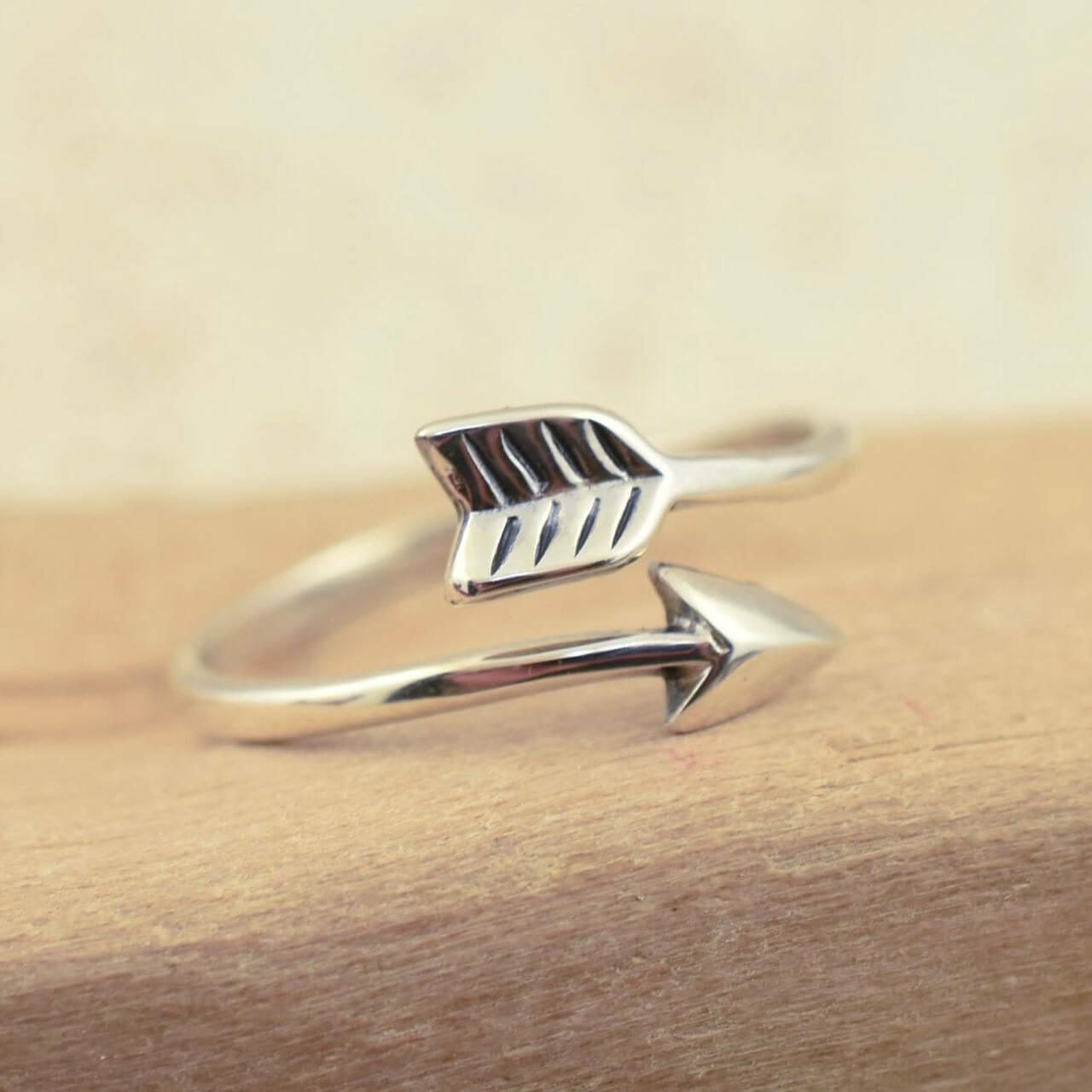 Handcrafted .925 sterling silver arrow wrap ring
