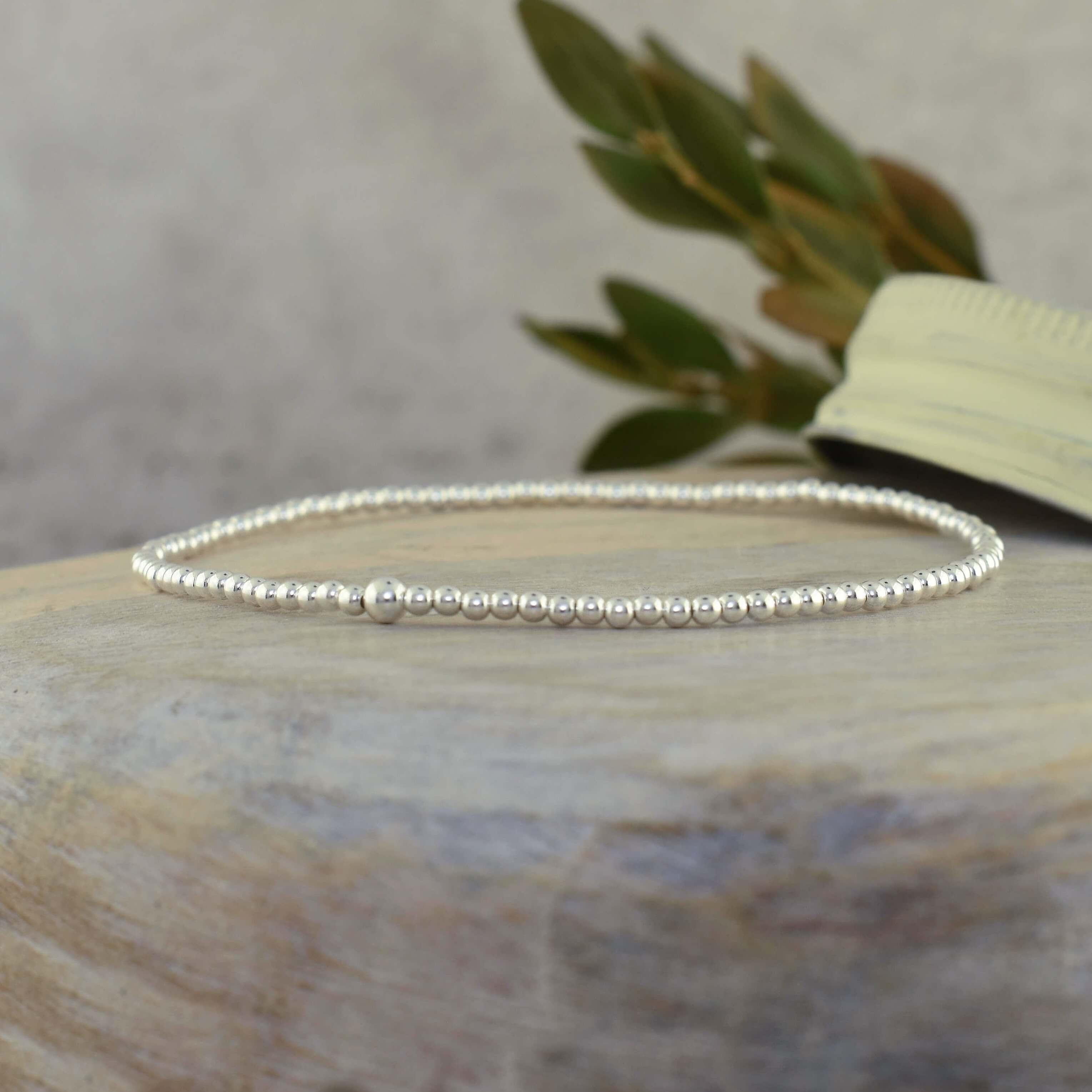 Beaded Stack Bracelet - 2mm in .925 sterling silver