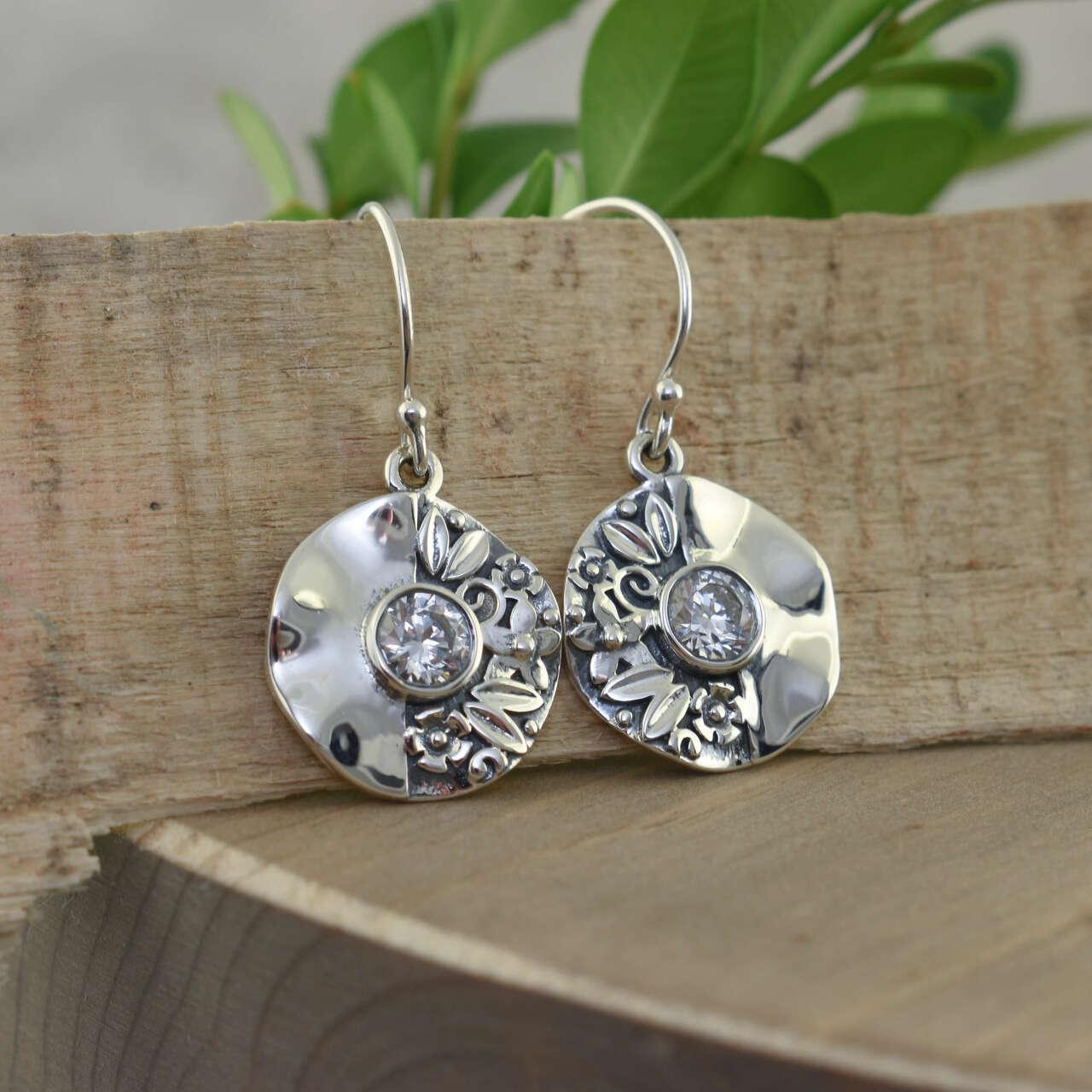 .925 sterling silver and CZ earrings on French wire hooks