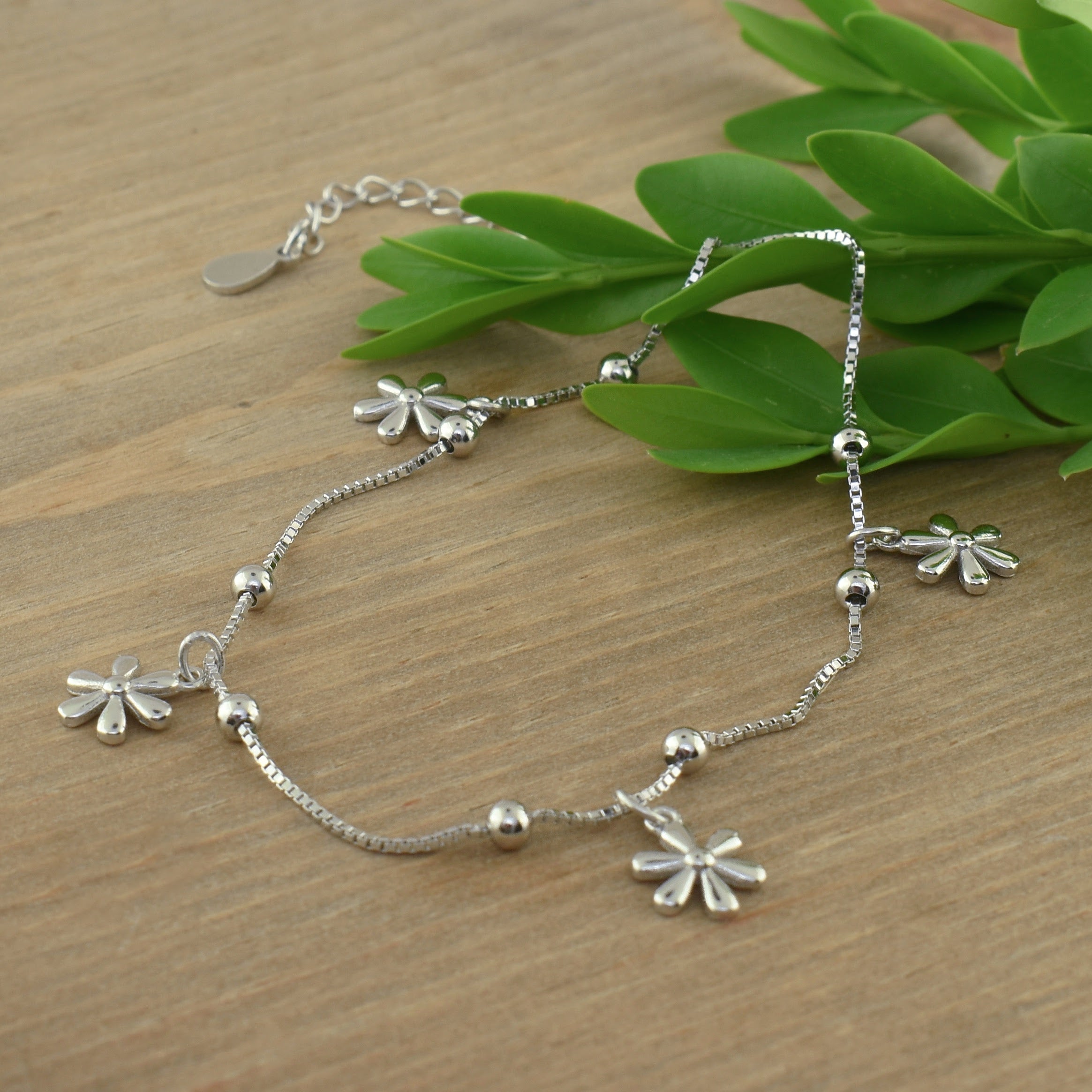 sterling silver anklet with adjustable length