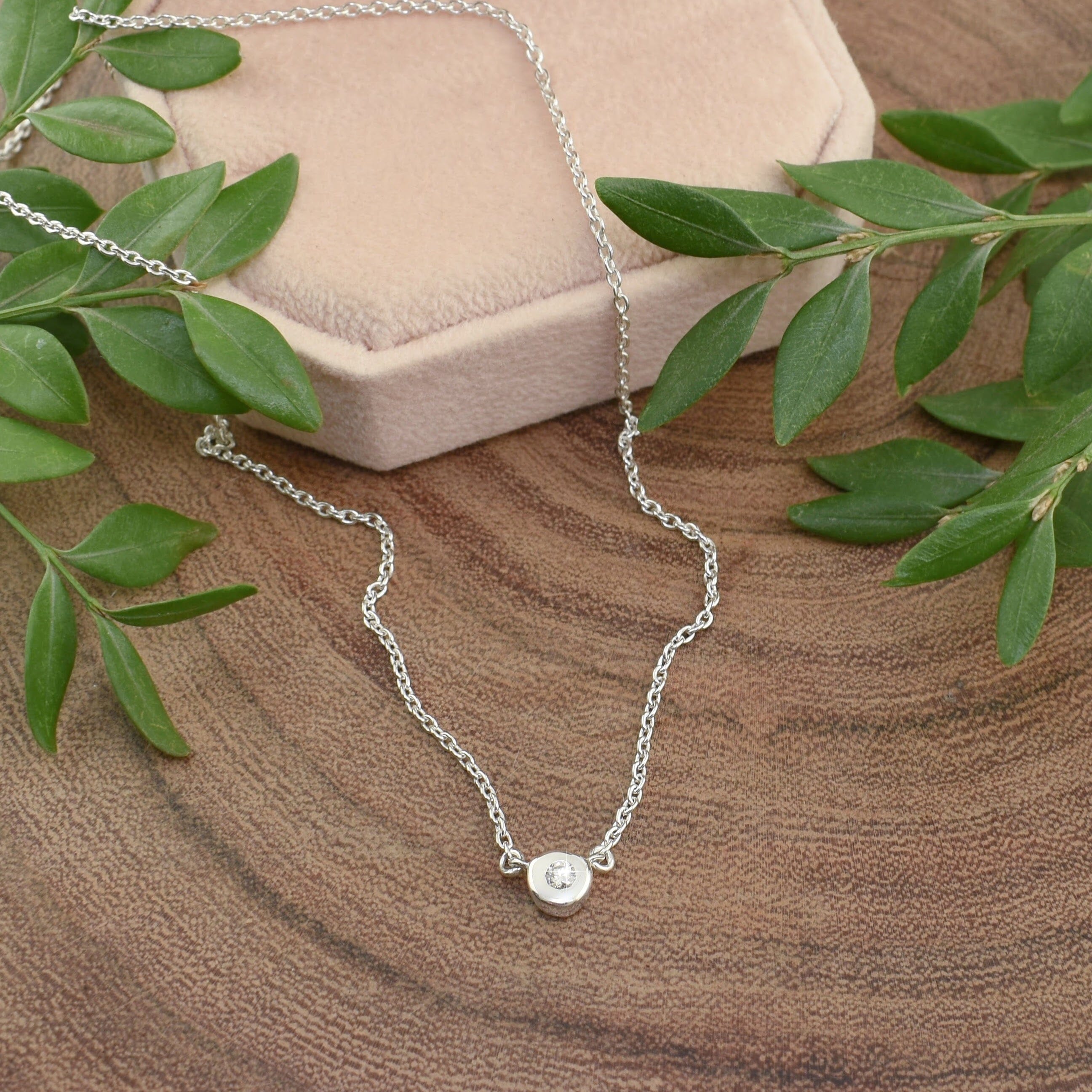 dainty .925 sterling silver & diamond necklace