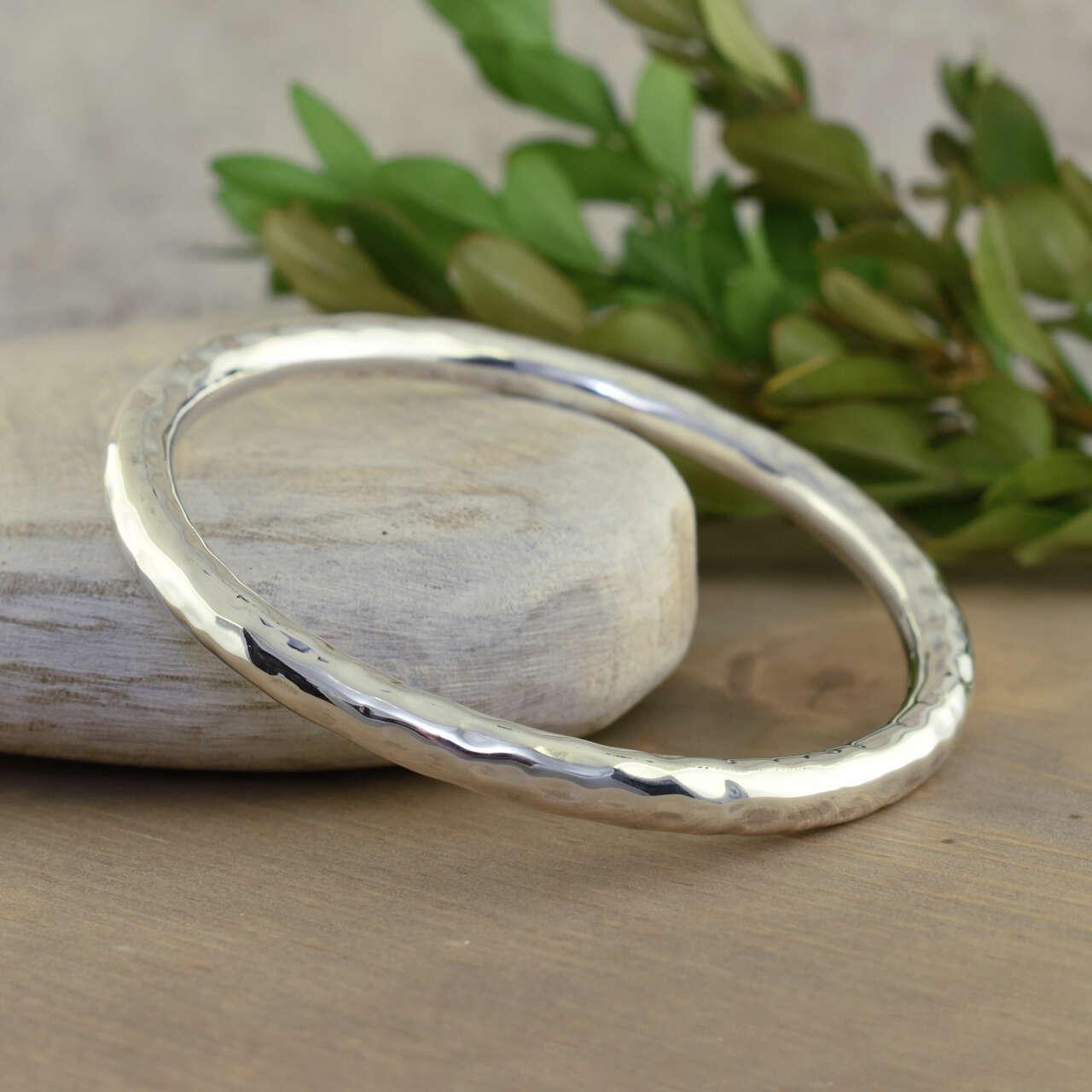 Hammered sterling silver bangle