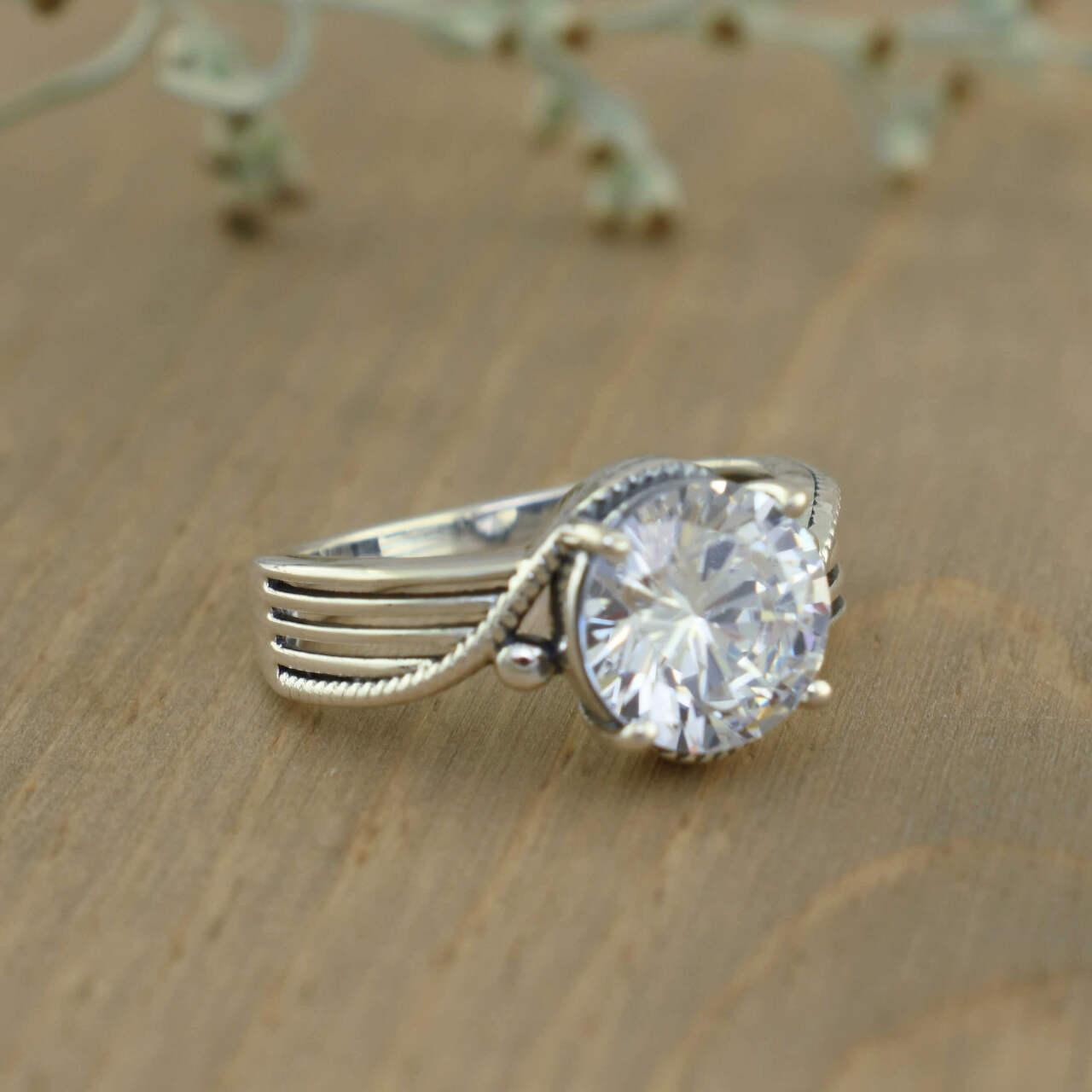 Sterling silver ring with a see-through band