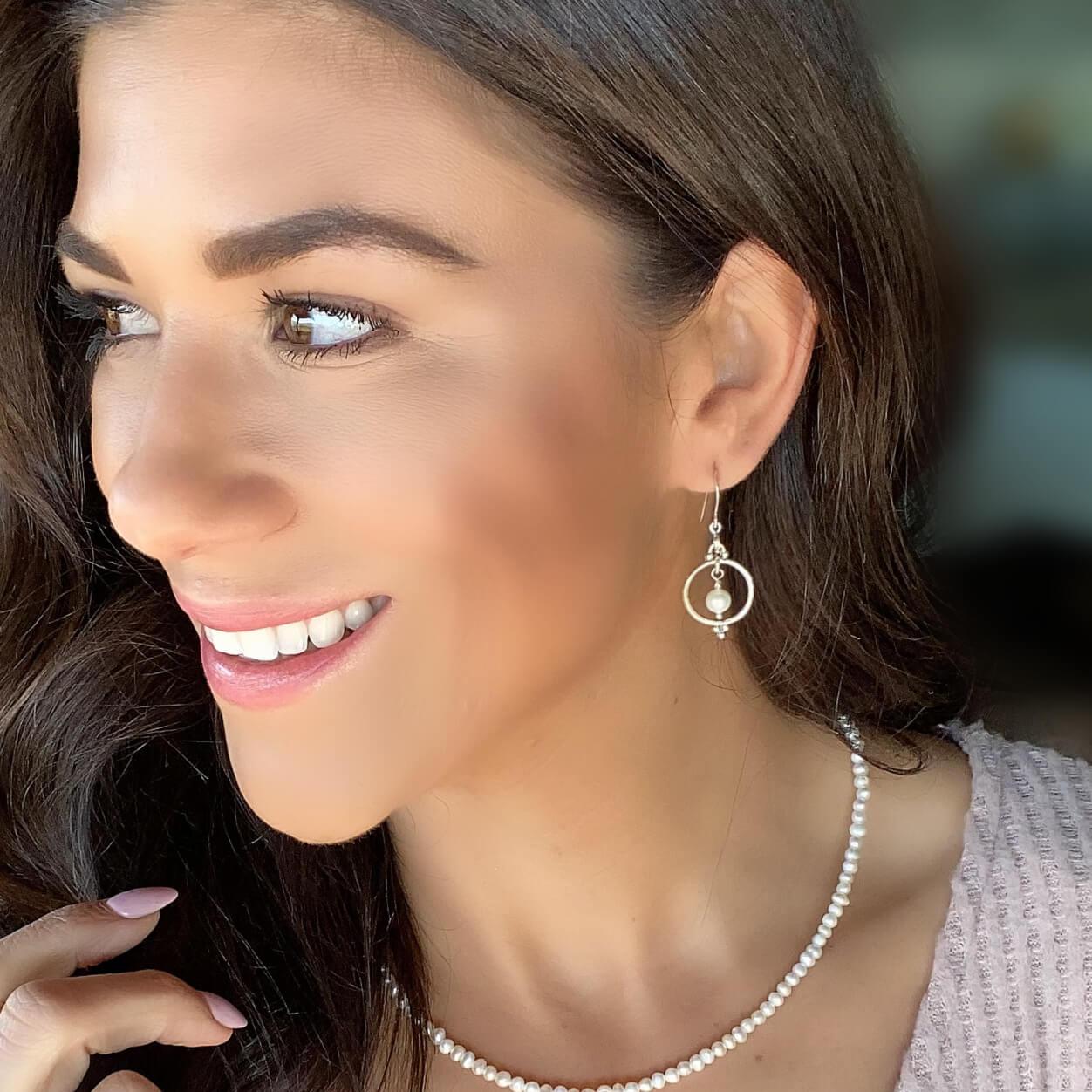 .925 sterling silver and freshwater pearl earrings on French wires