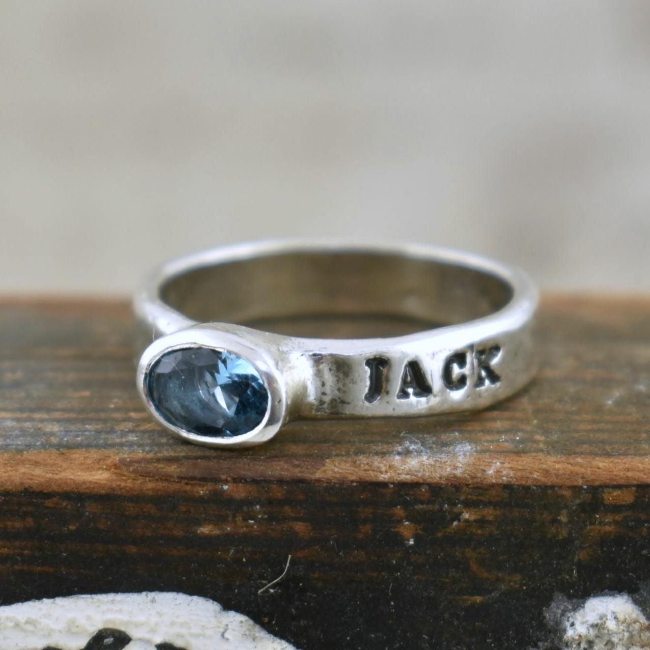 Sterling silver Personalized Oval Birthstone Ring