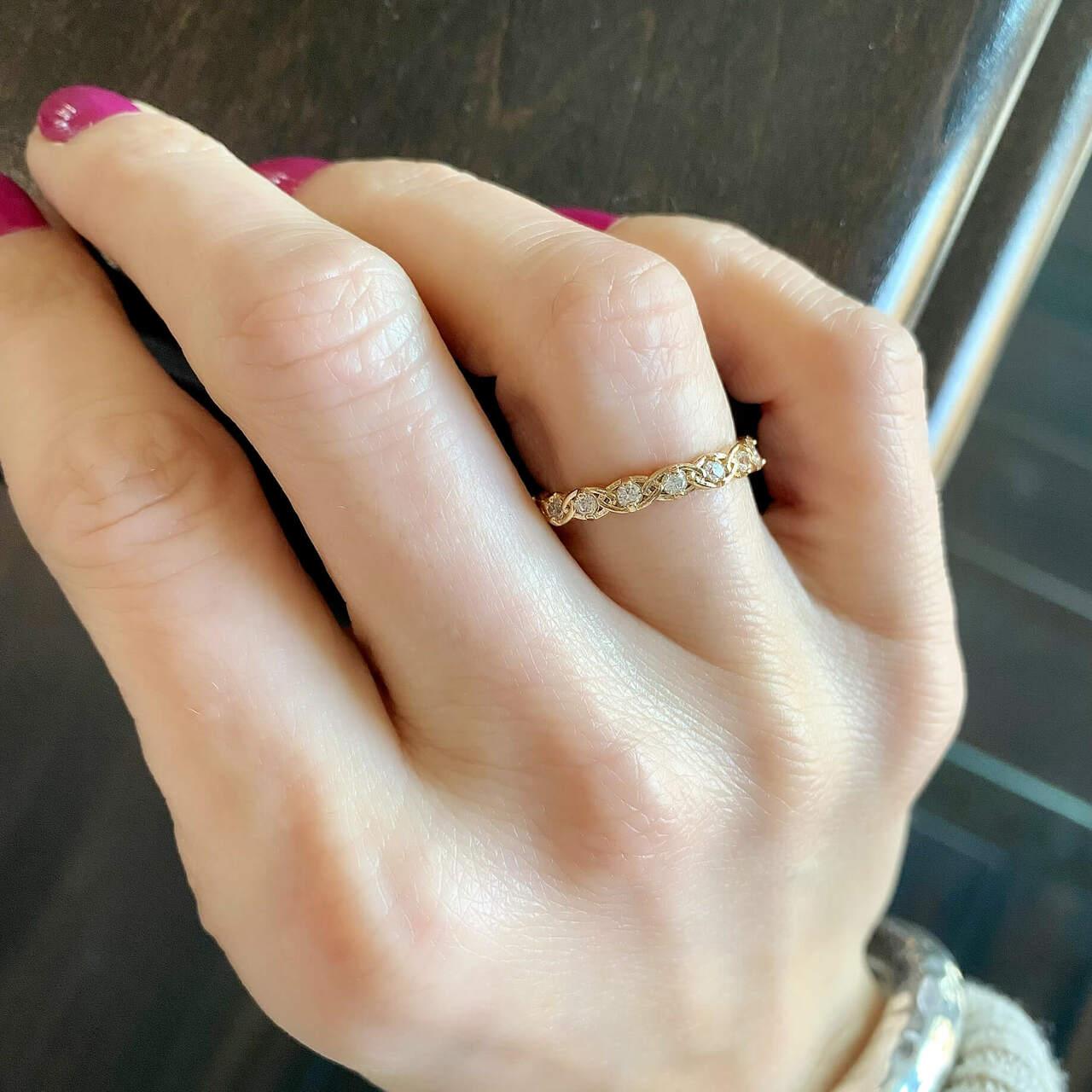 Handcrafted vermeil ring with woven designed band
