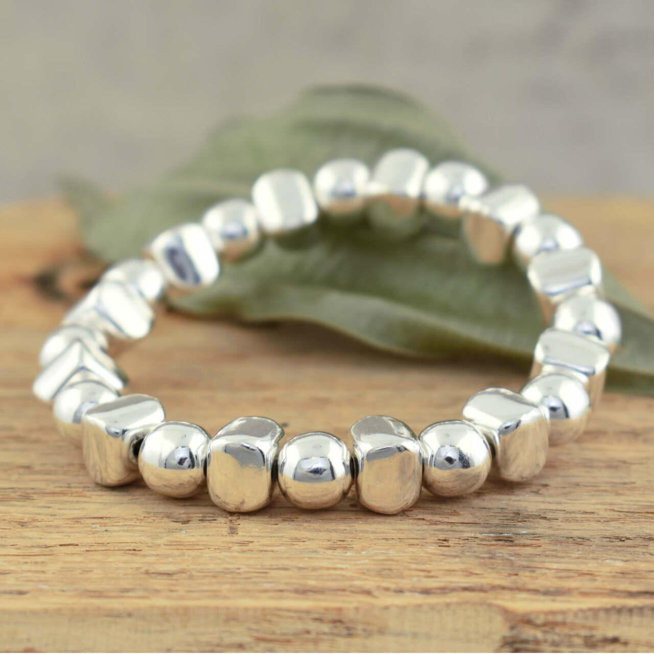 High polished sterling silver stretch bracelet Roundabout