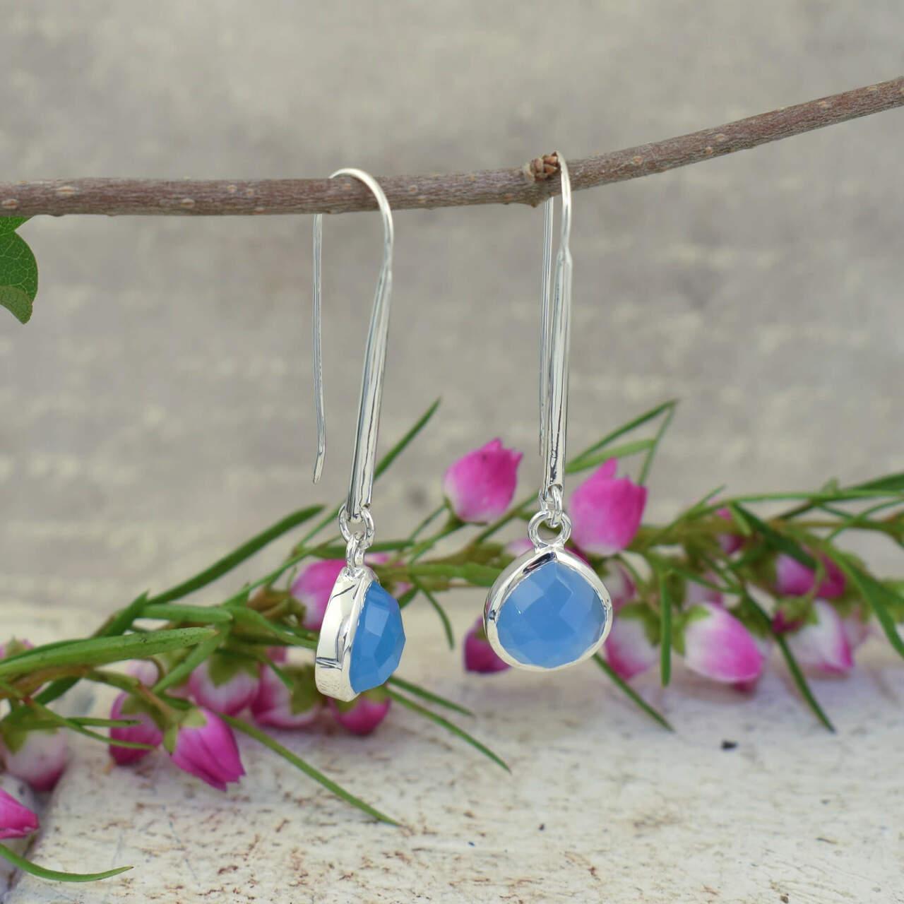 Blue stone earrings with .925 sterling silver