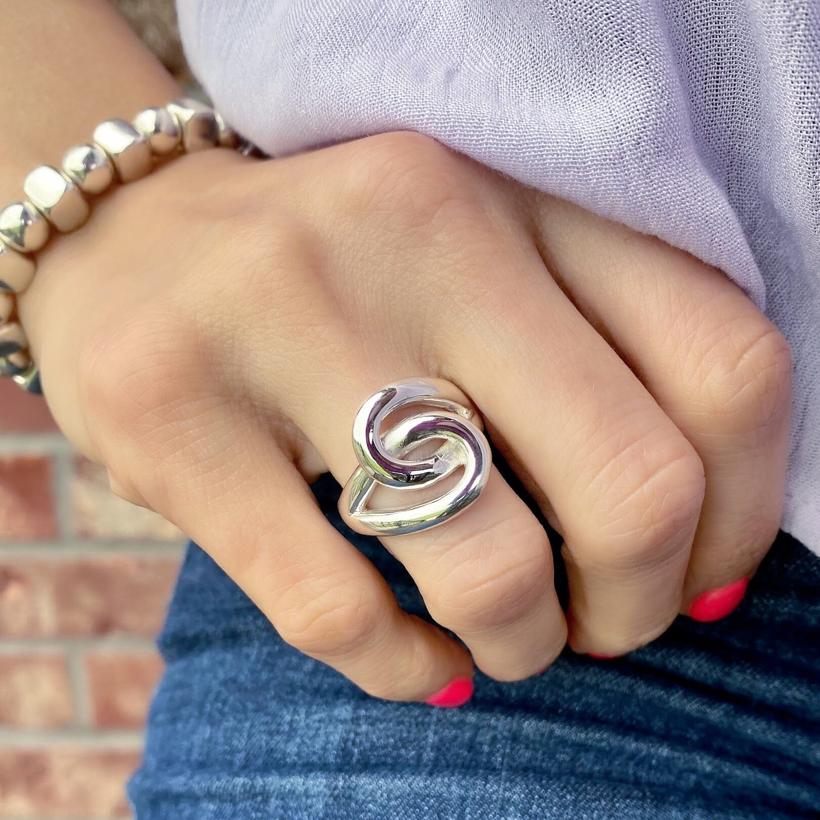 chunky sterling silver knot ring - Sisters Ring