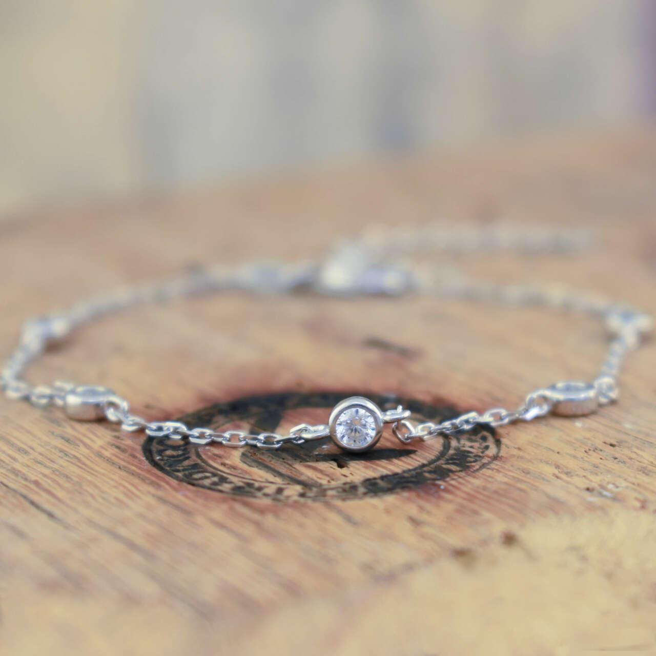 Sterling silver and CZ minimalist bracelet