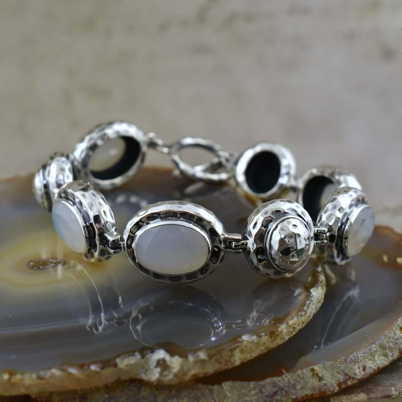 Summer Nights Bracelet in sterling silver and genuine white chalcedony