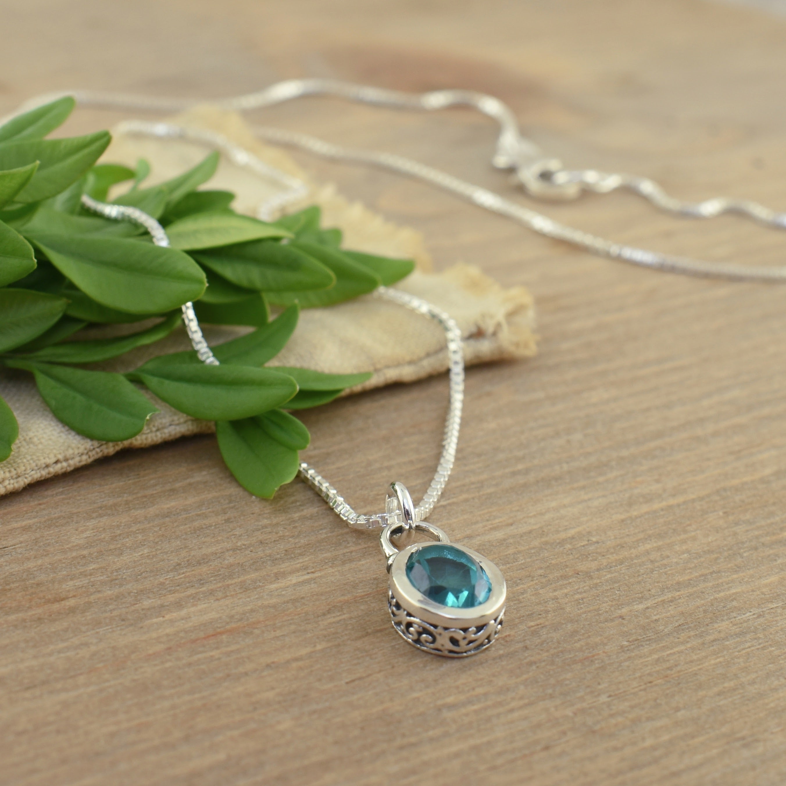 sterling silver and teal quartz necklace