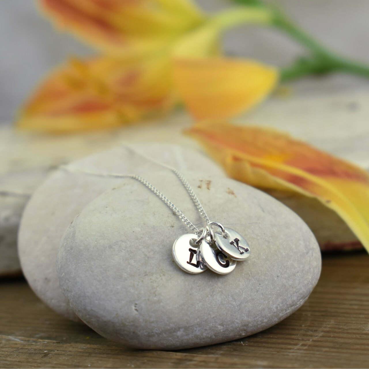 Hand-stamped sterling silver Tiny Tribe Necklace