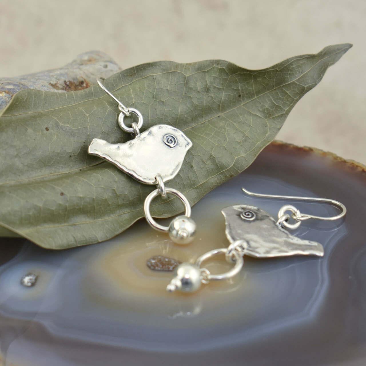 .925 sterling silver bird earrings Up & Away