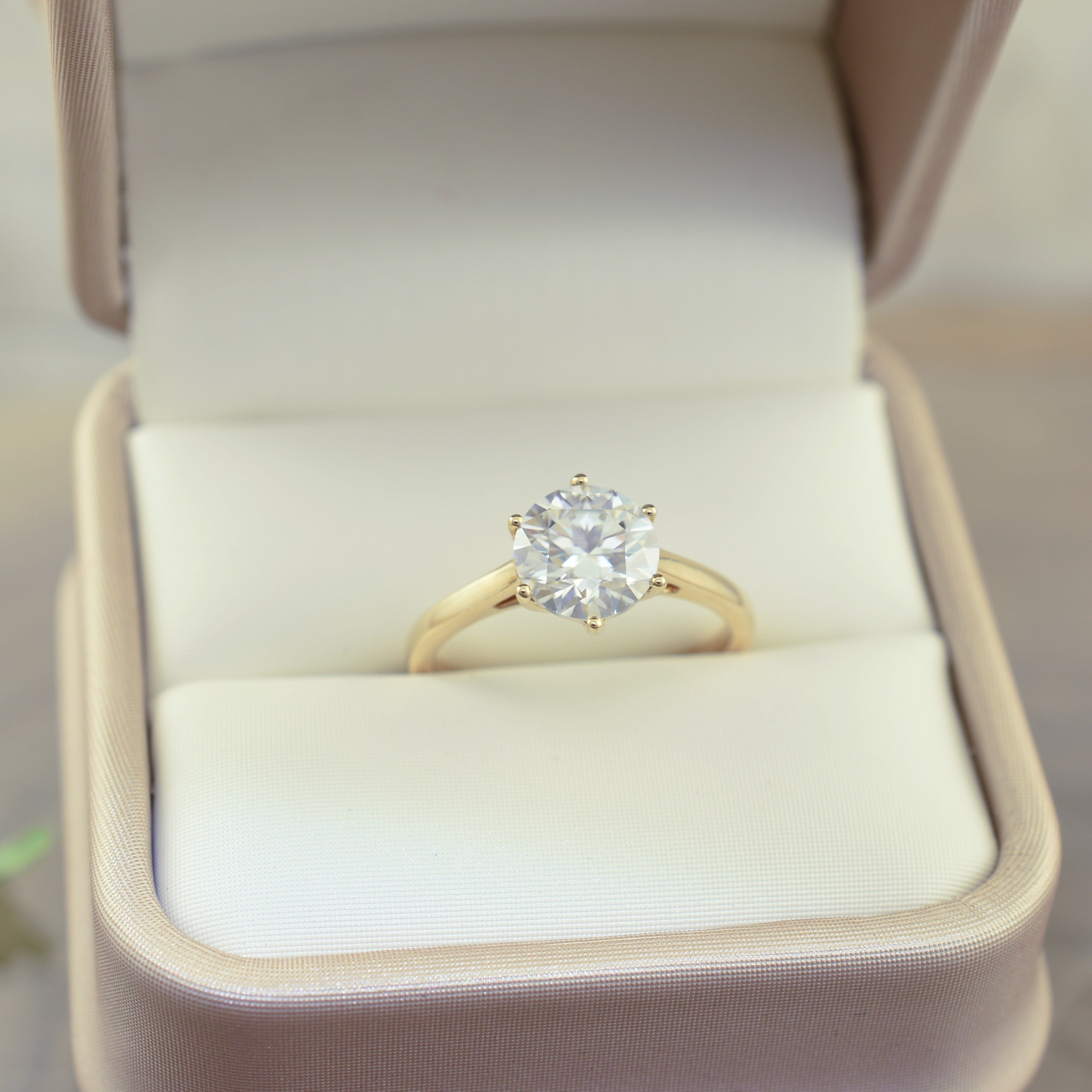 14K Moissanite Ring - 6 Prong YG - Size 7