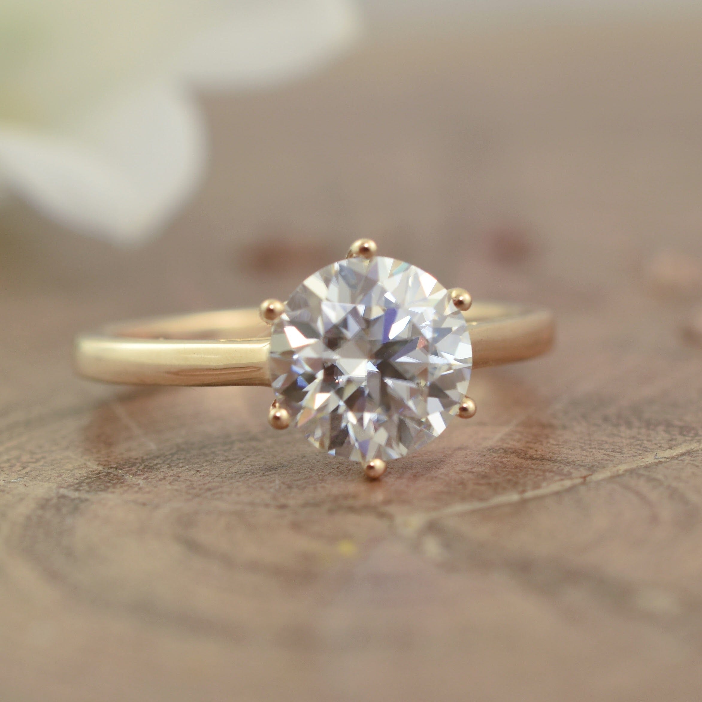 14K Moissanite Ring - 6 Prong YG - Size 7