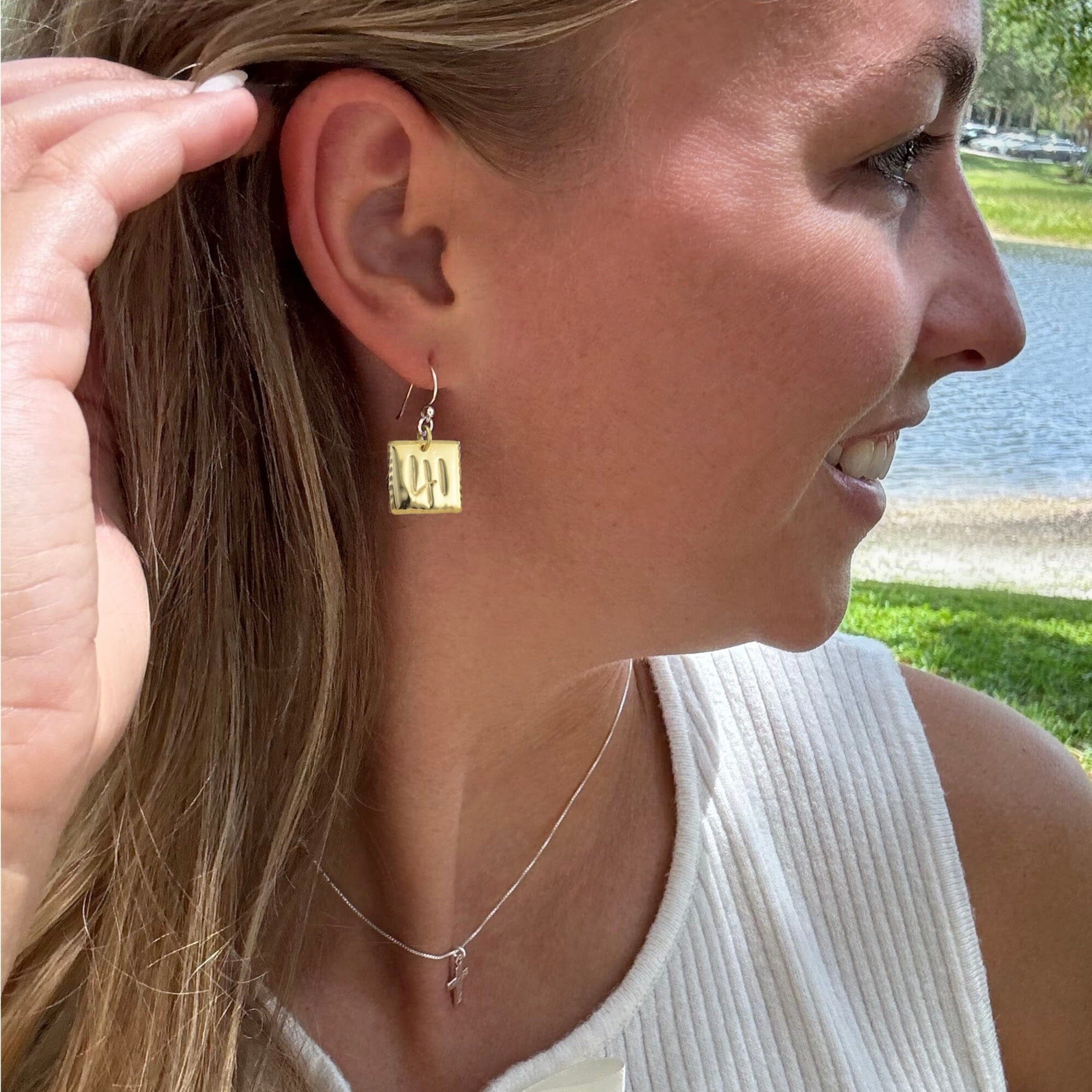 standard sized 41 Earrings in sterling silver and gold