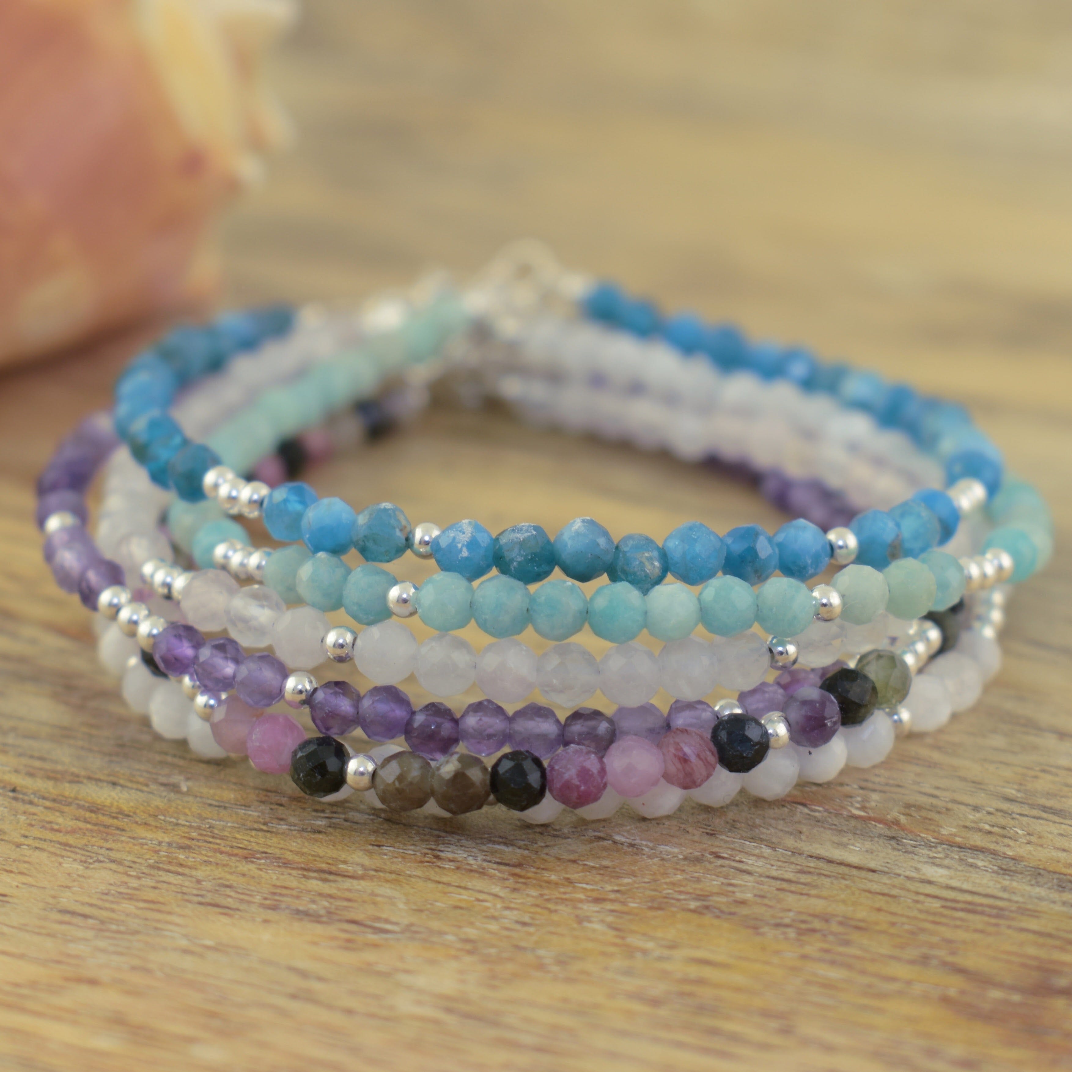 Stone Stack Bracelets with sterling silver beads