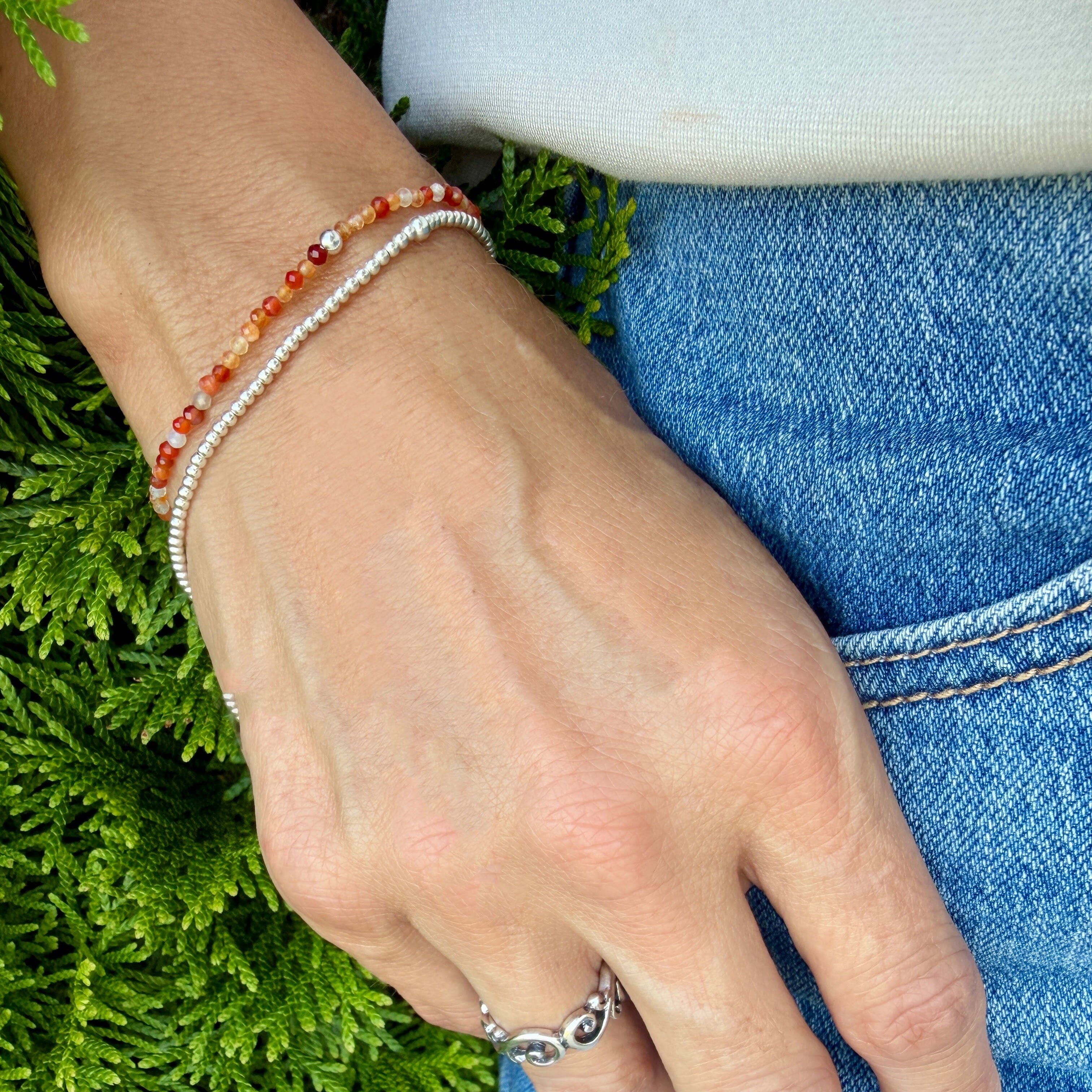sterling silver and sunstone stack bracelets