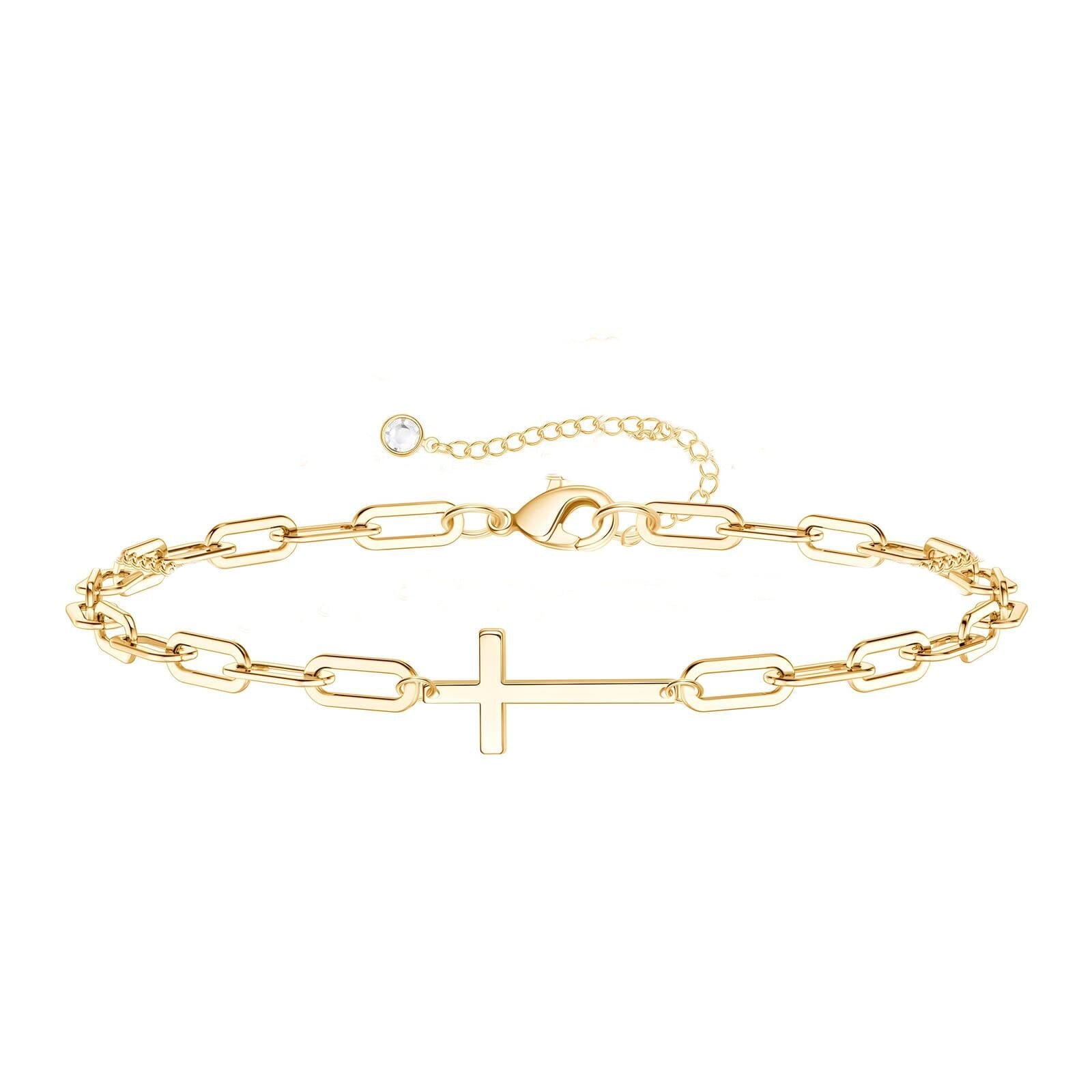Golden Cross Paperclip Bracelet