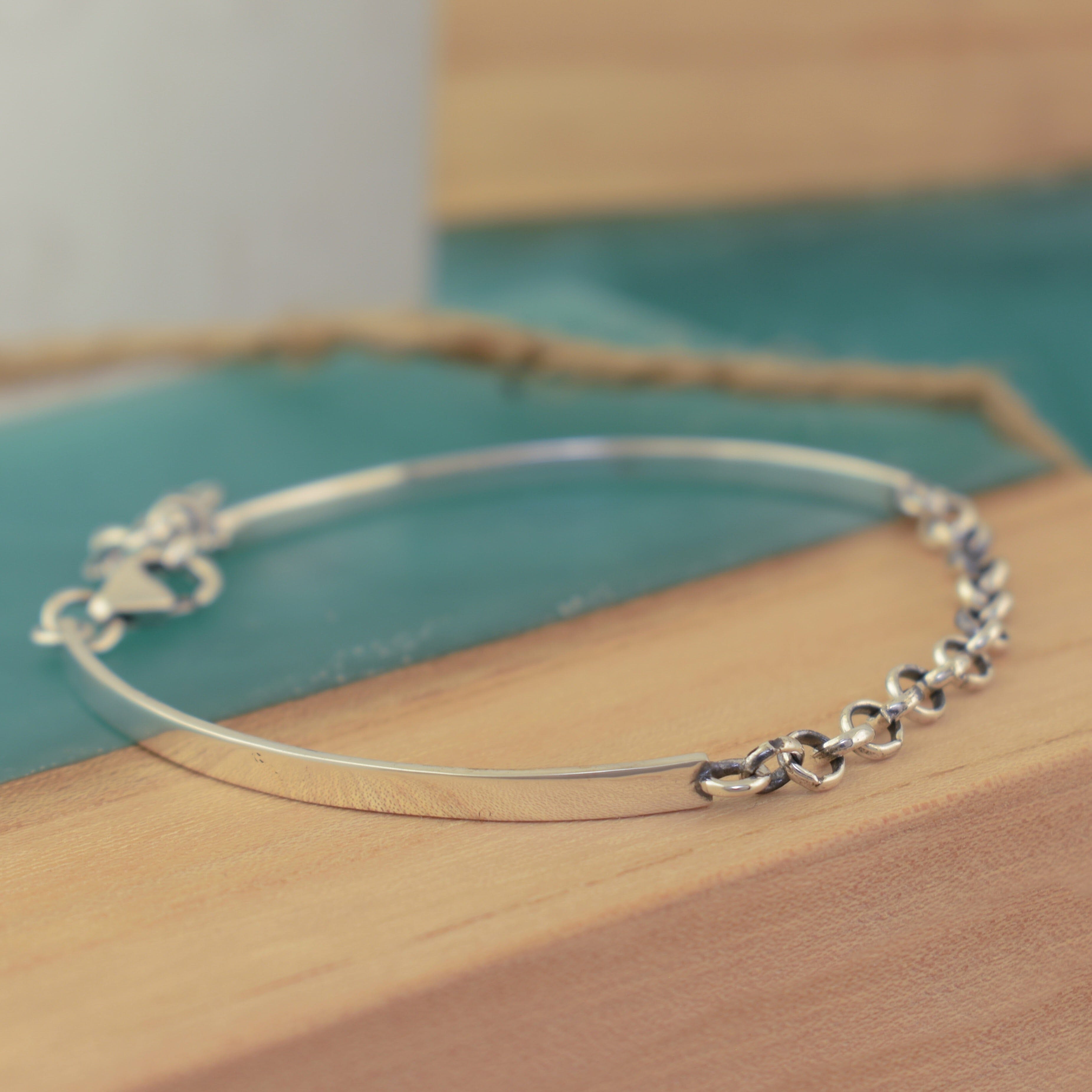 handcrafted sterling silver bar and link bracelet
