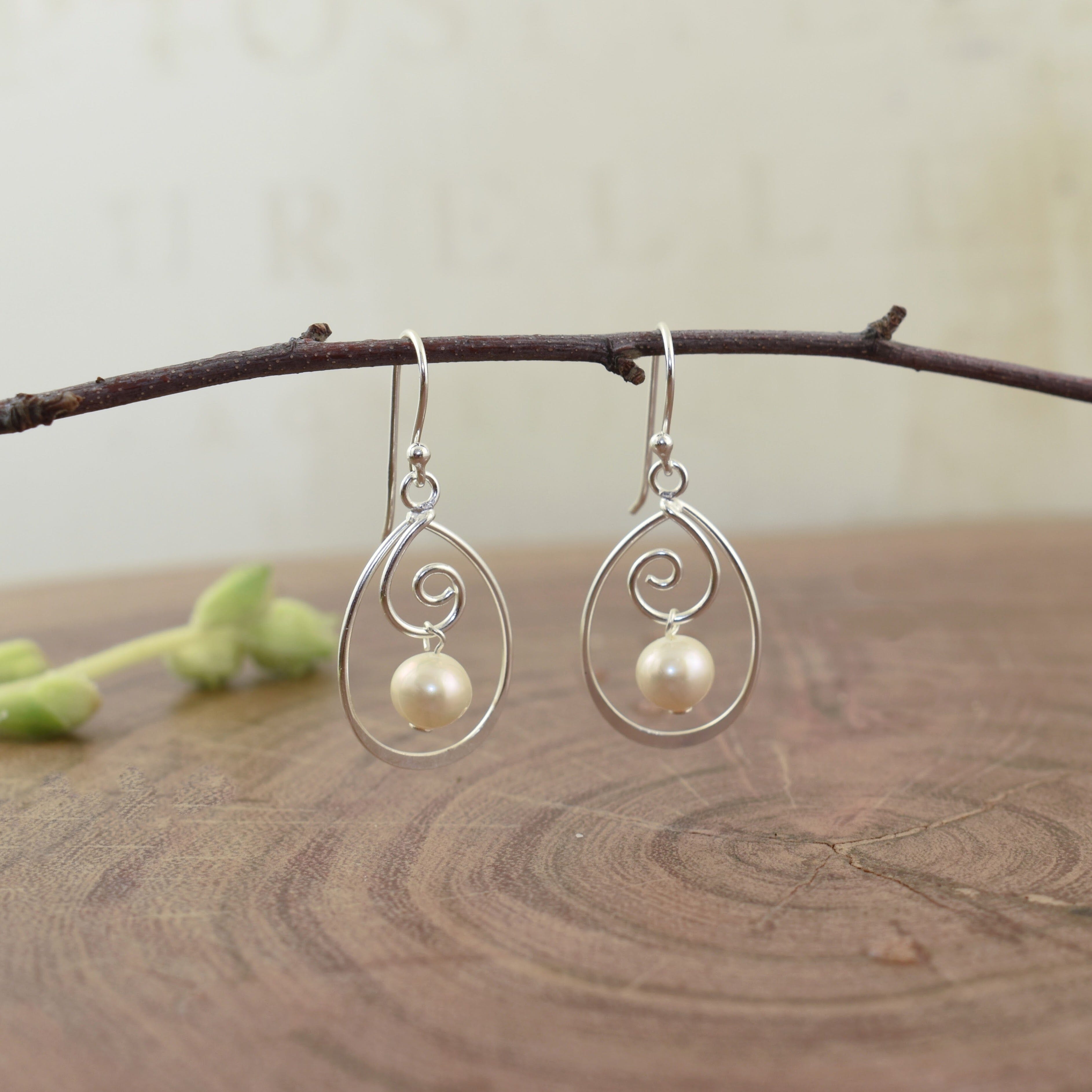 .925 sterling silver earrings with freshwater pearl dangles