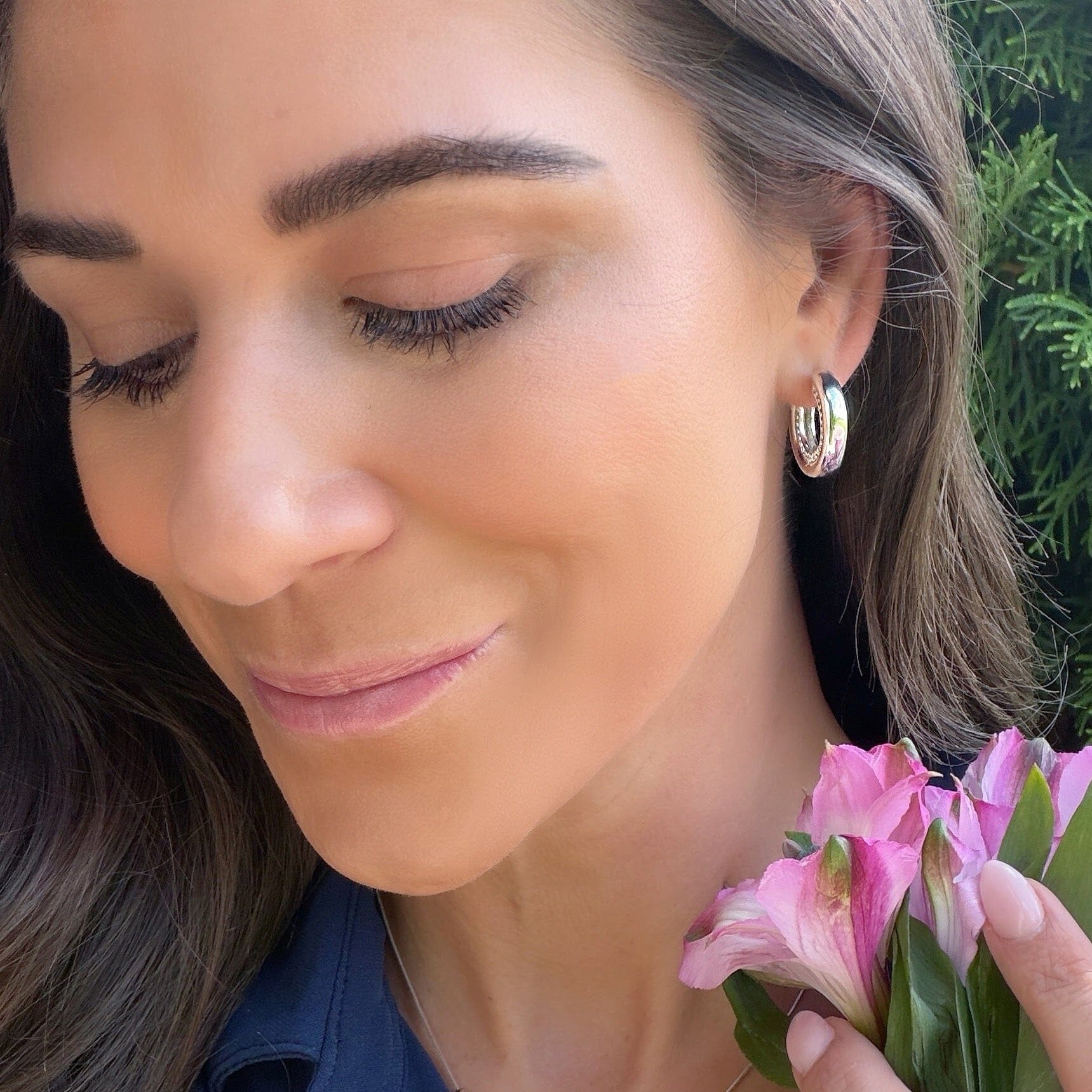 statement huggie style earrings in silver