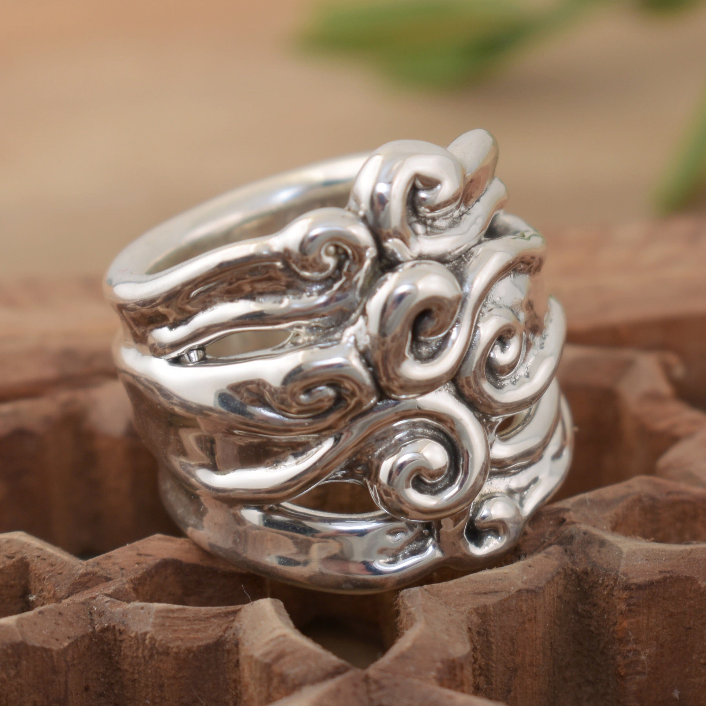 swirl designed sterling silver