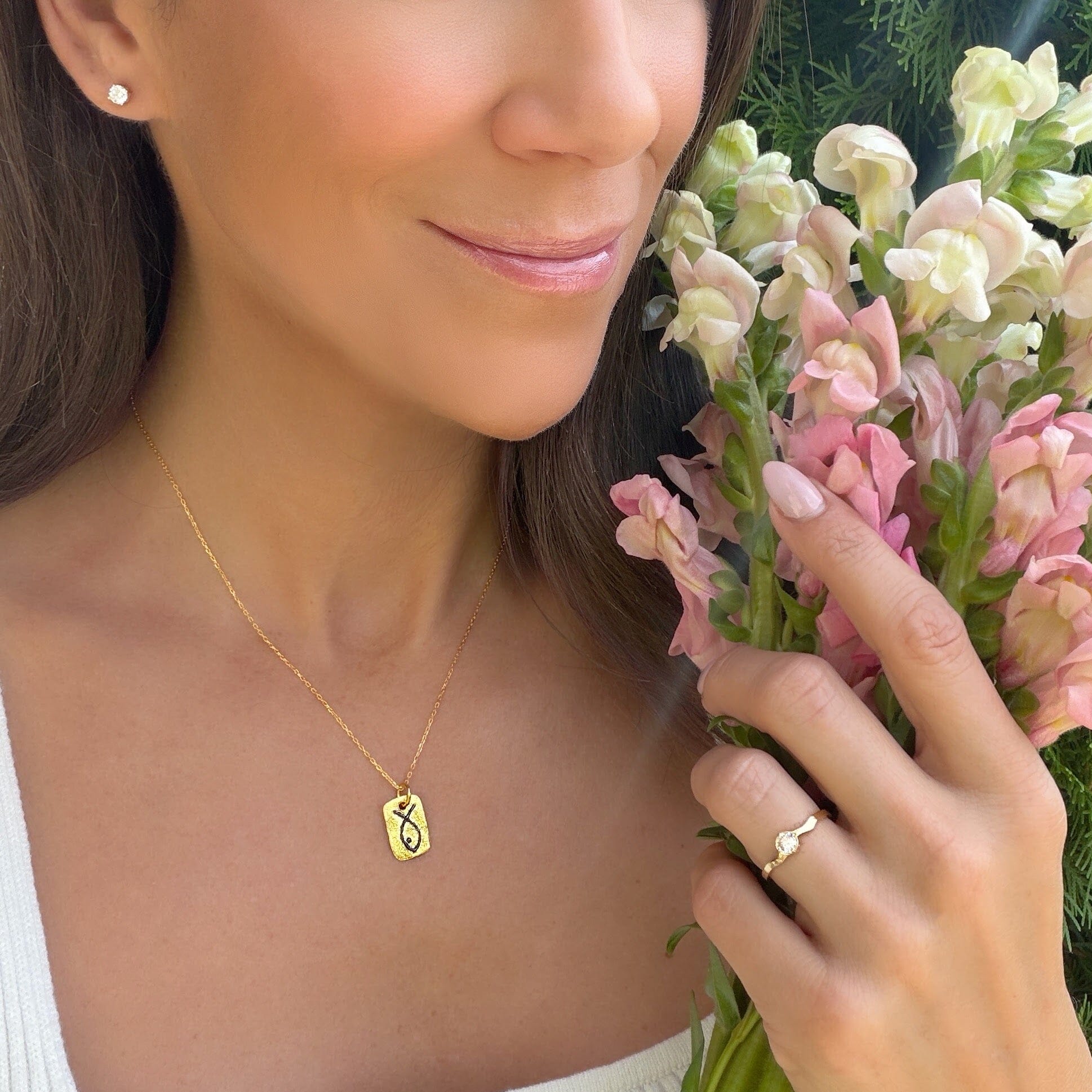 22k gold plated sterling silver christian necklace