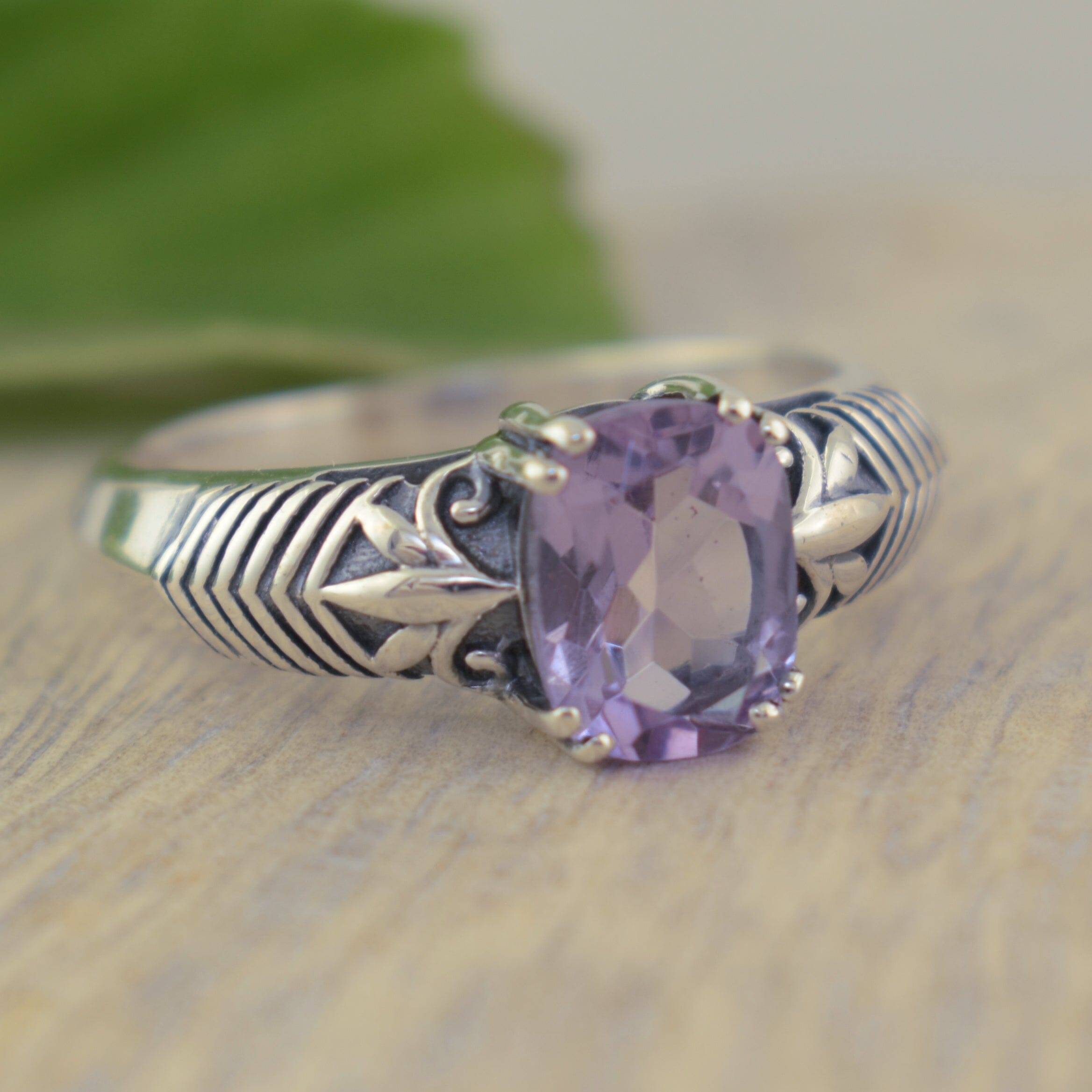 Handcrafted .925 sterling silver ring featuring Rose de France Amethyst