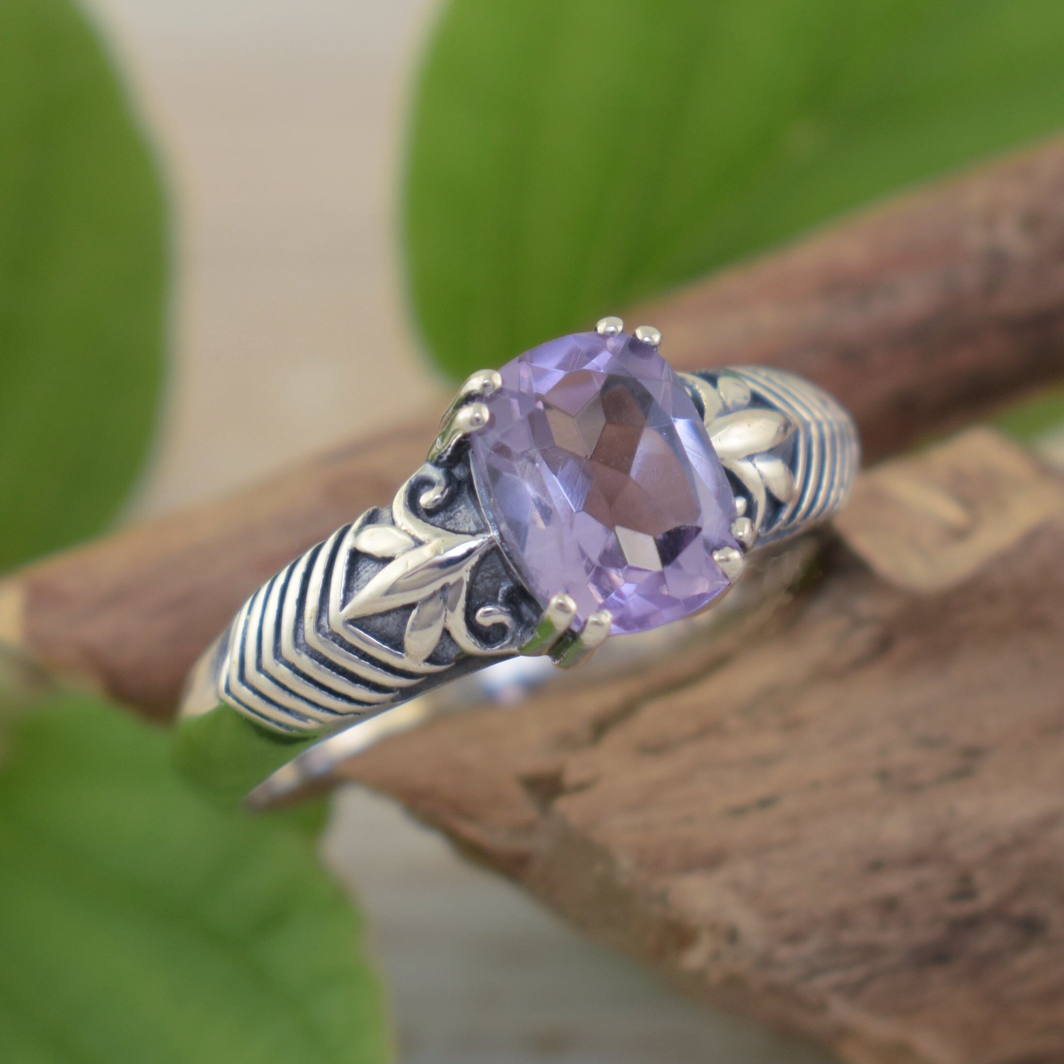 Light purple amethyst ring featuring .925 sterling silver