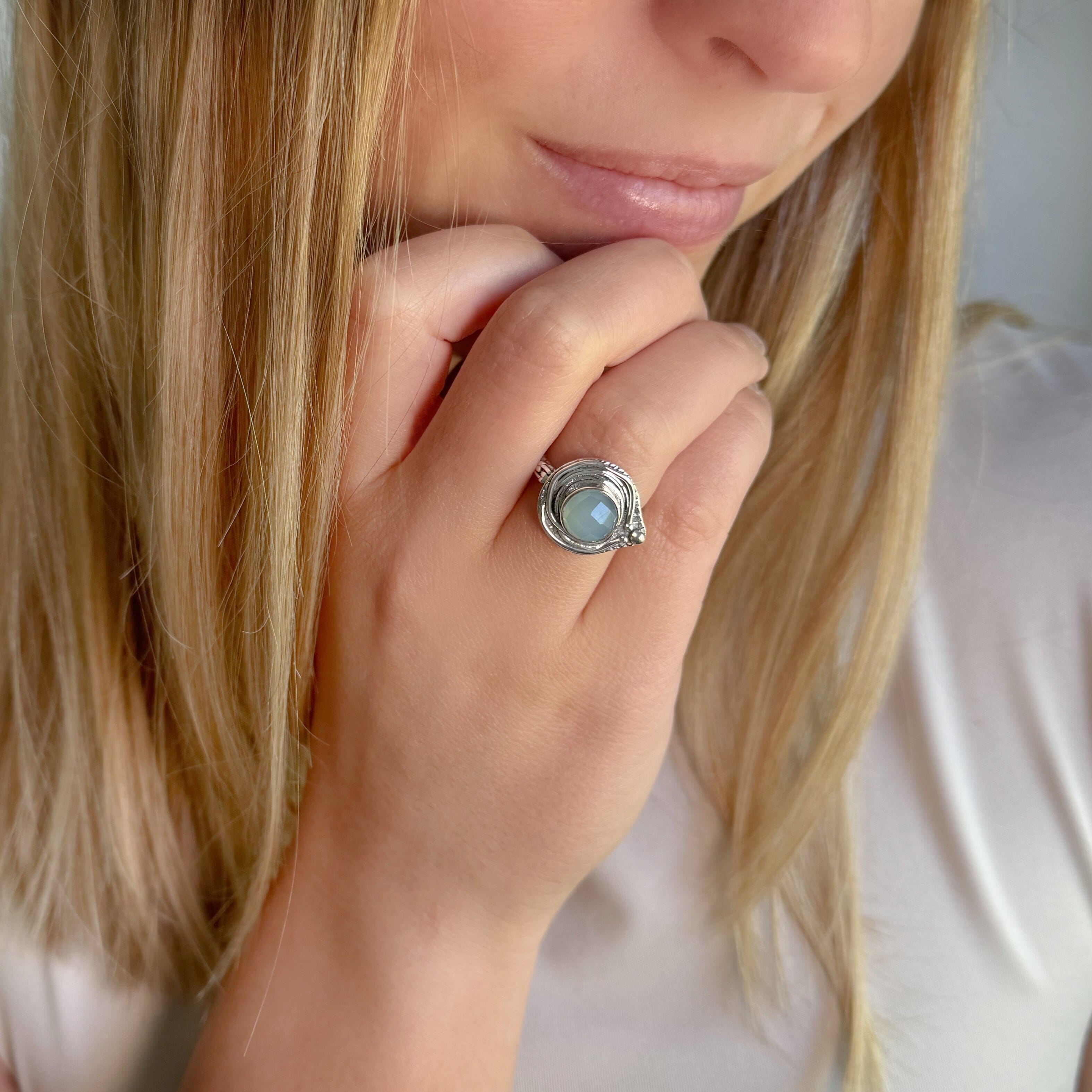 hand crafted sterling silver ring - Aqua Lagoon