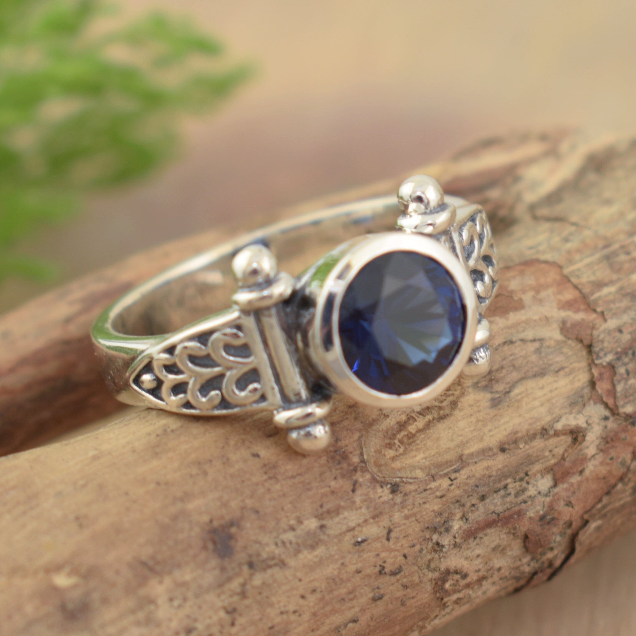 silver designer sapphire ring - Aspire