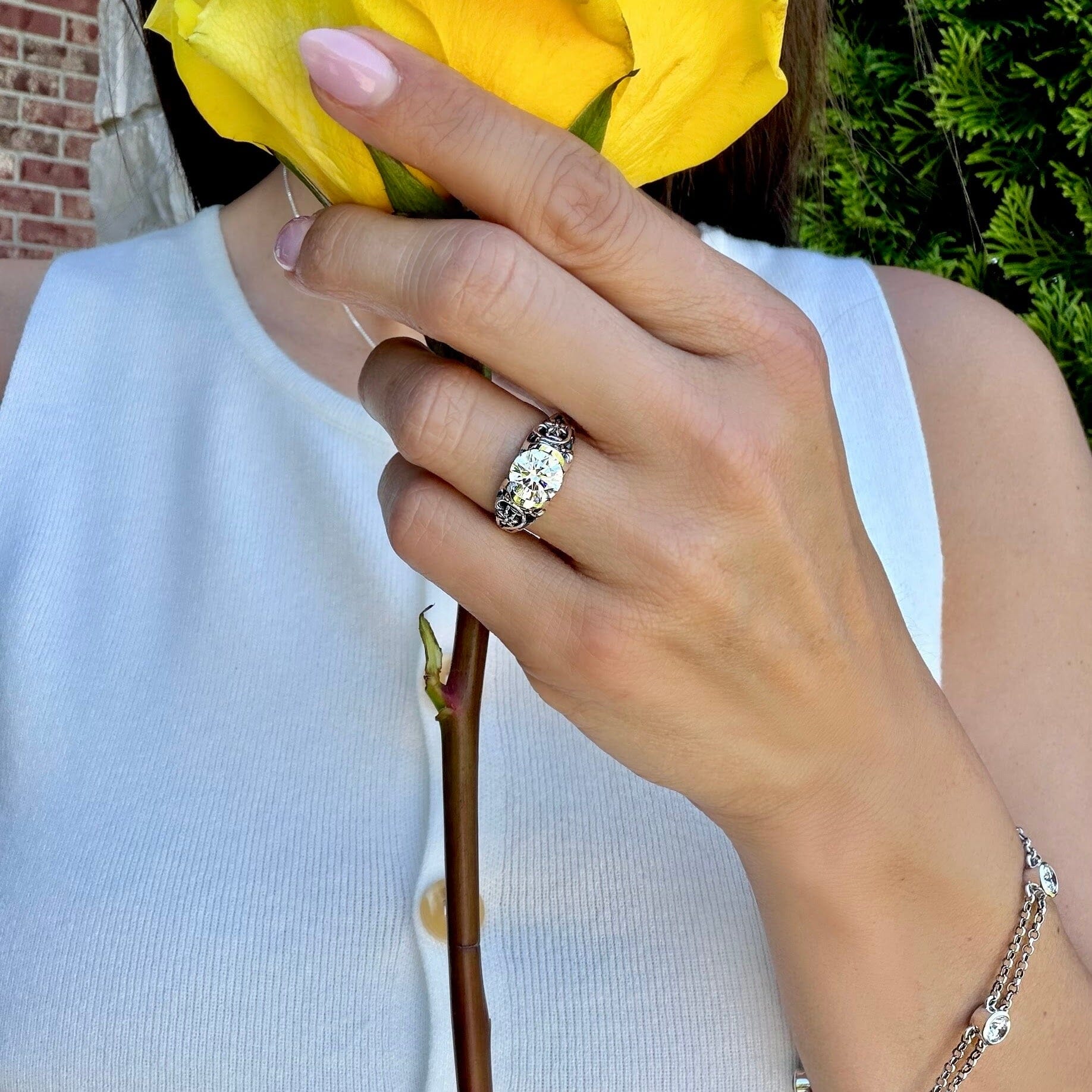 cz filigree ring in .925 sterling silver