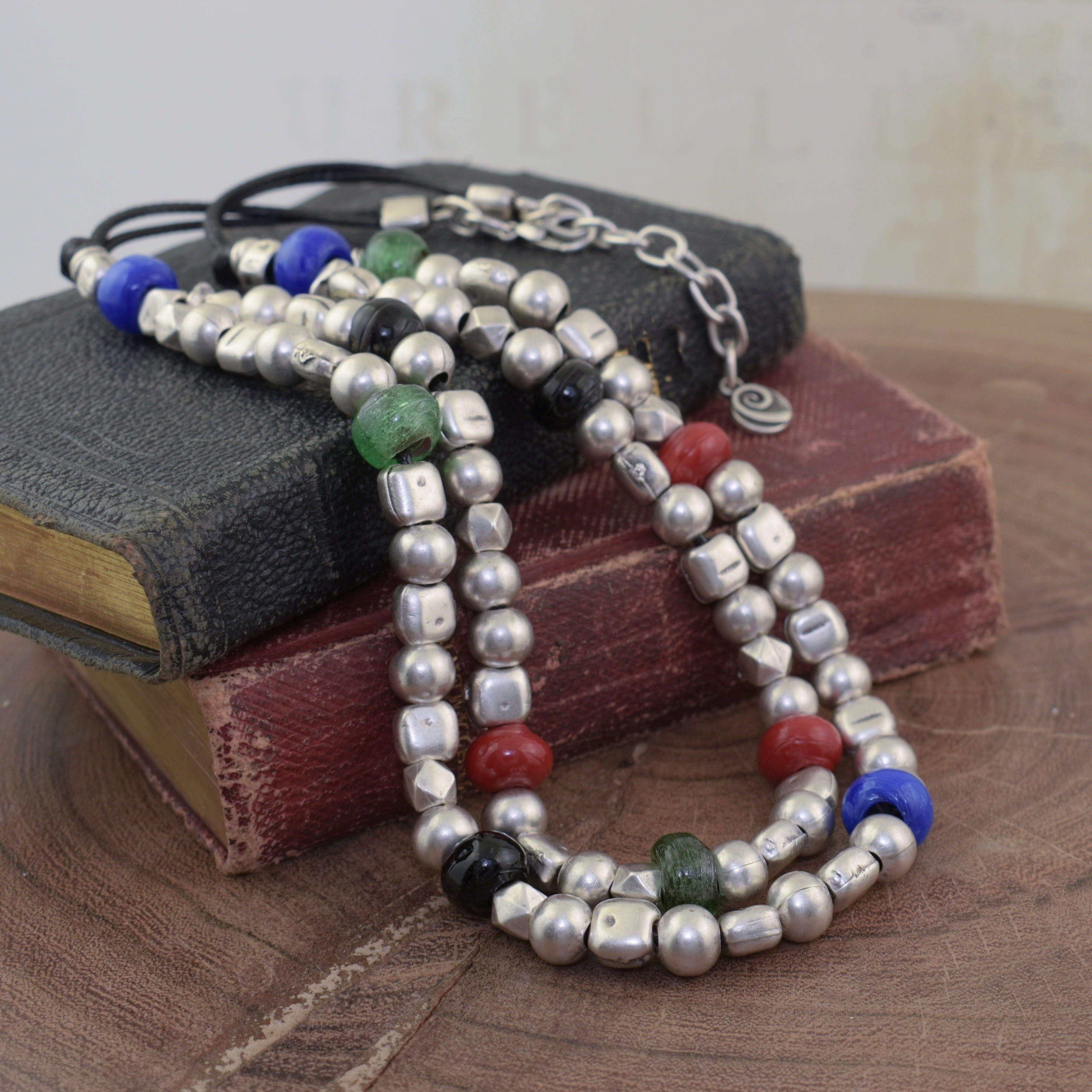 Zamak beaded necklace with sterling silver plating