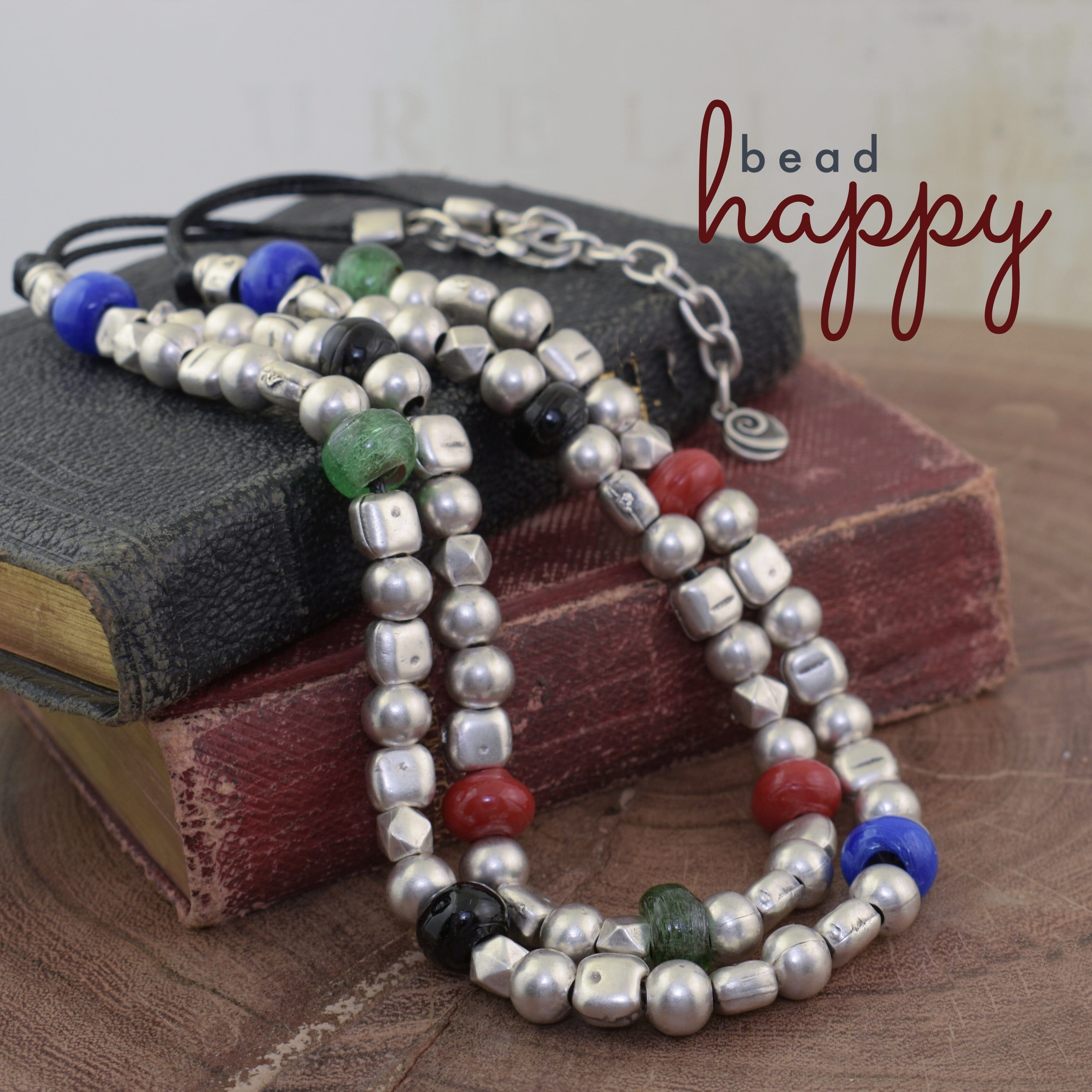 Bead Happy necklace with hand made stones