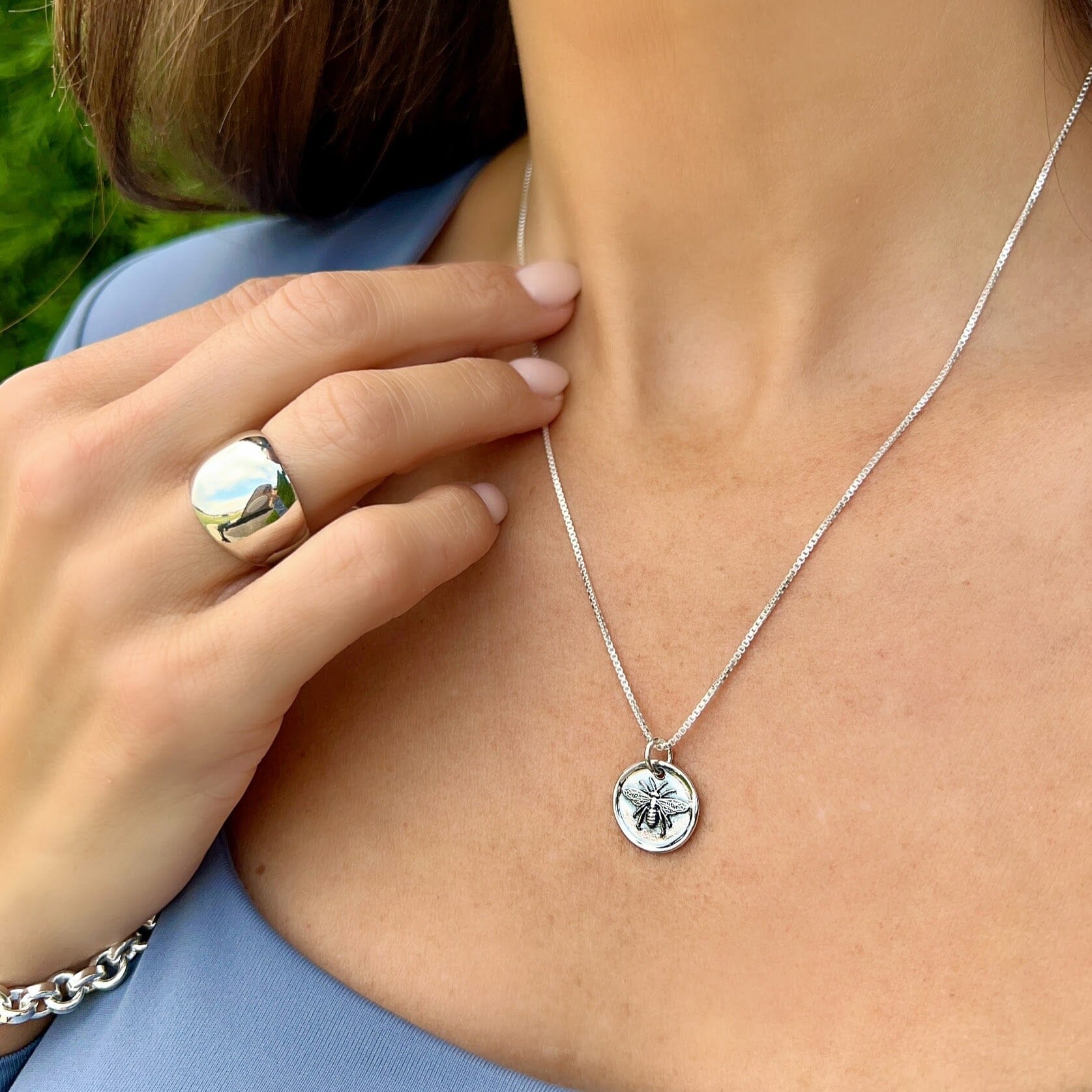 sterling silver bee necklace