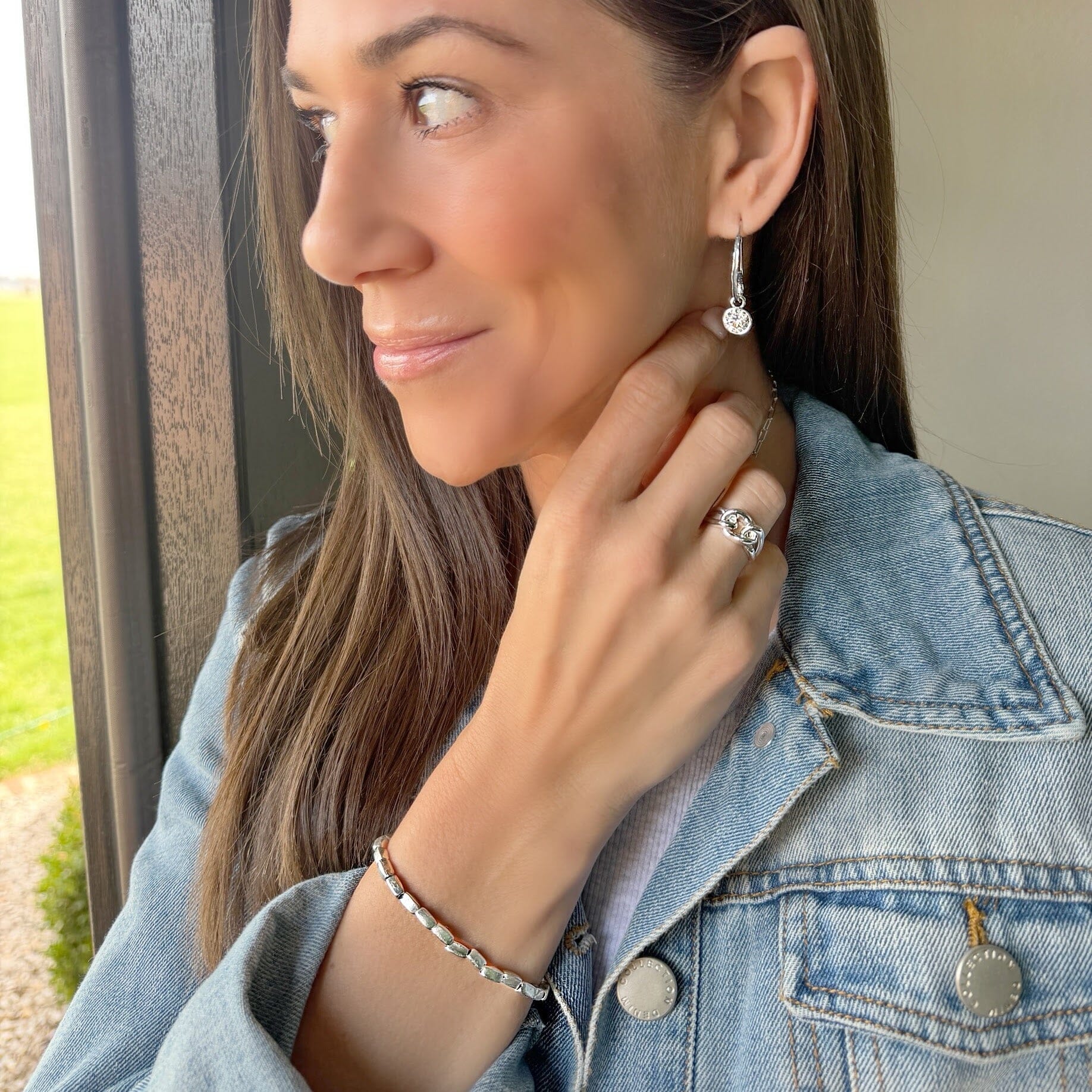 Bit By Bit Bracelet paired with sterling silver jewelry