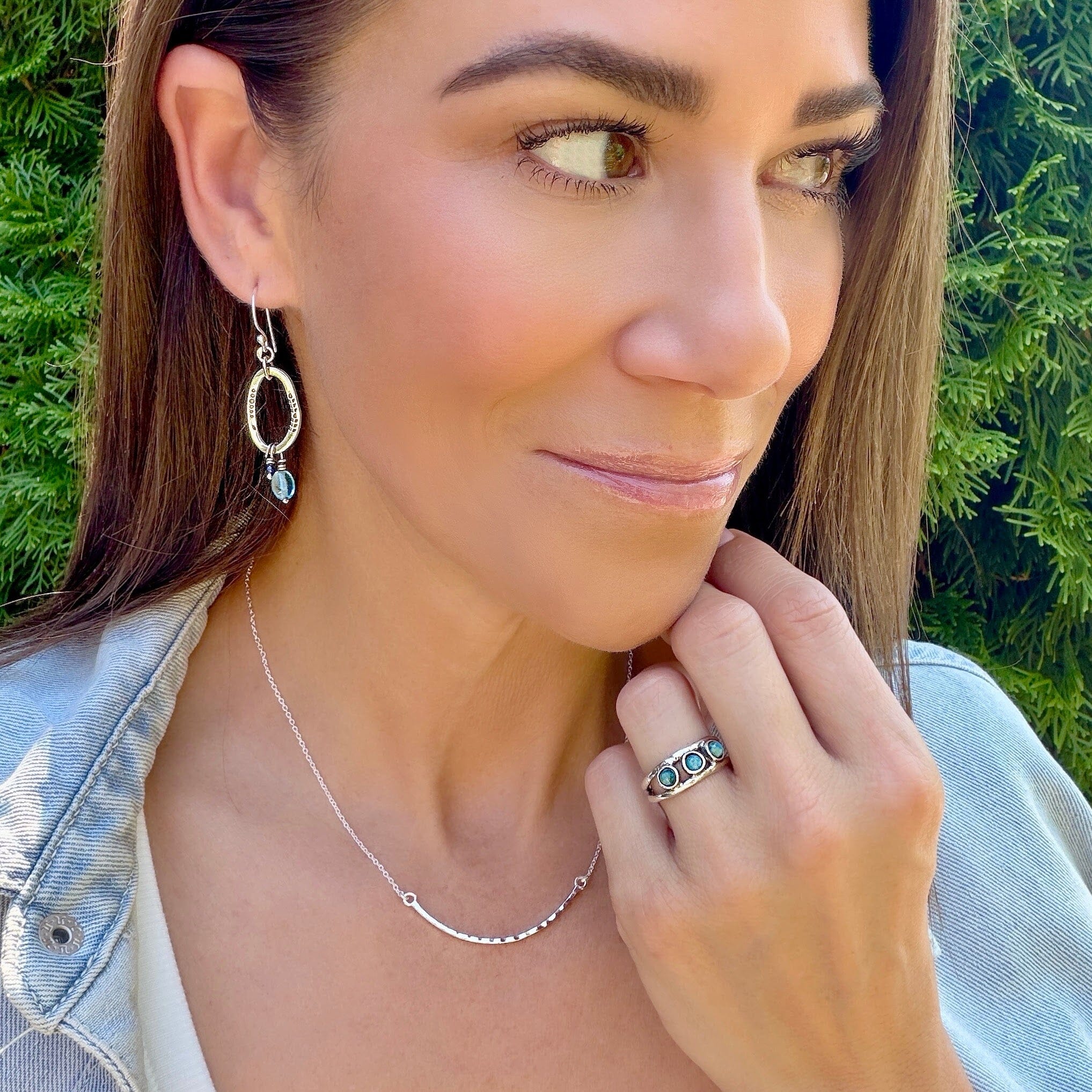 Blue Horizon Ring styled with Mesa Verde Earrings and Gotta Have It Necklace