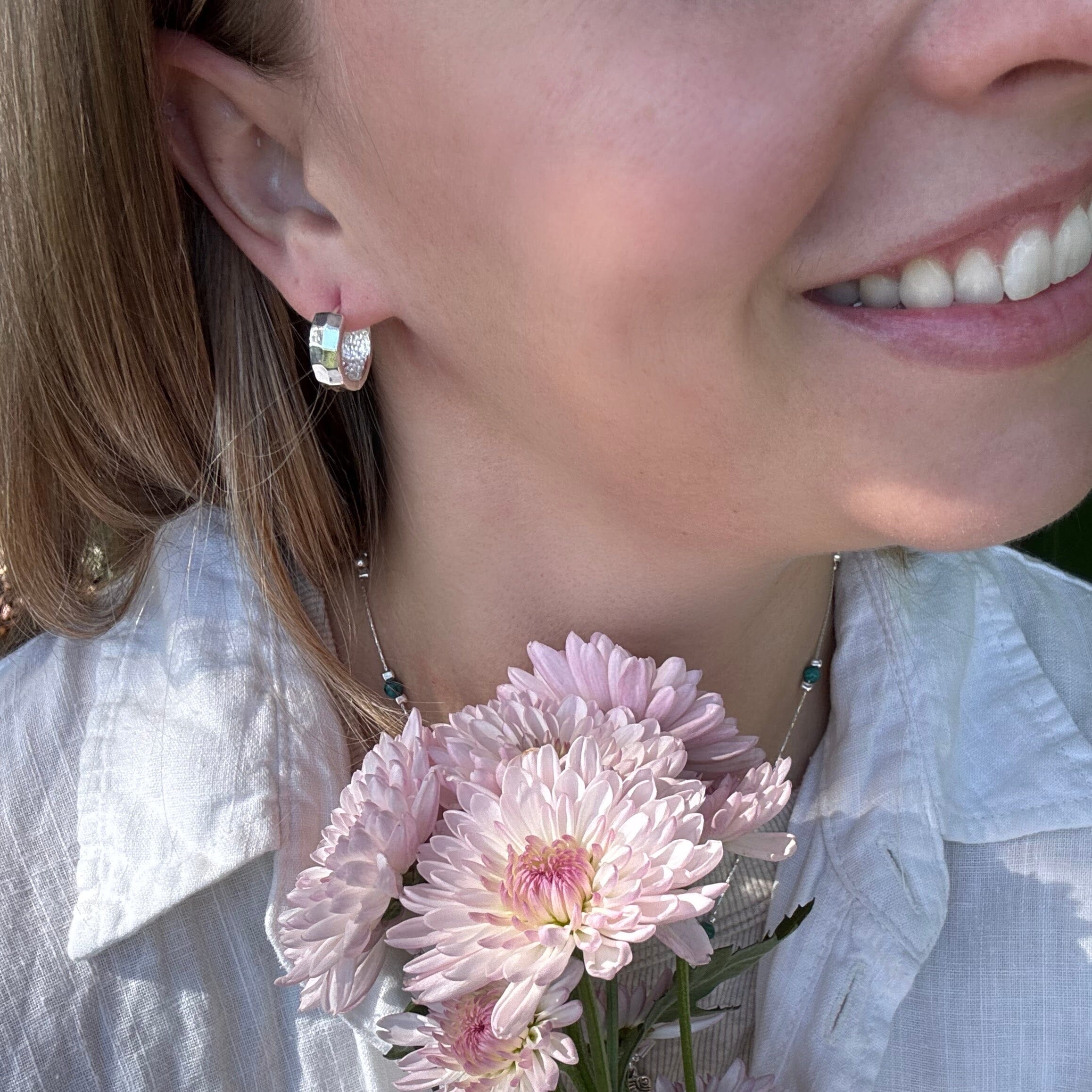 high polished silver huggie earrings