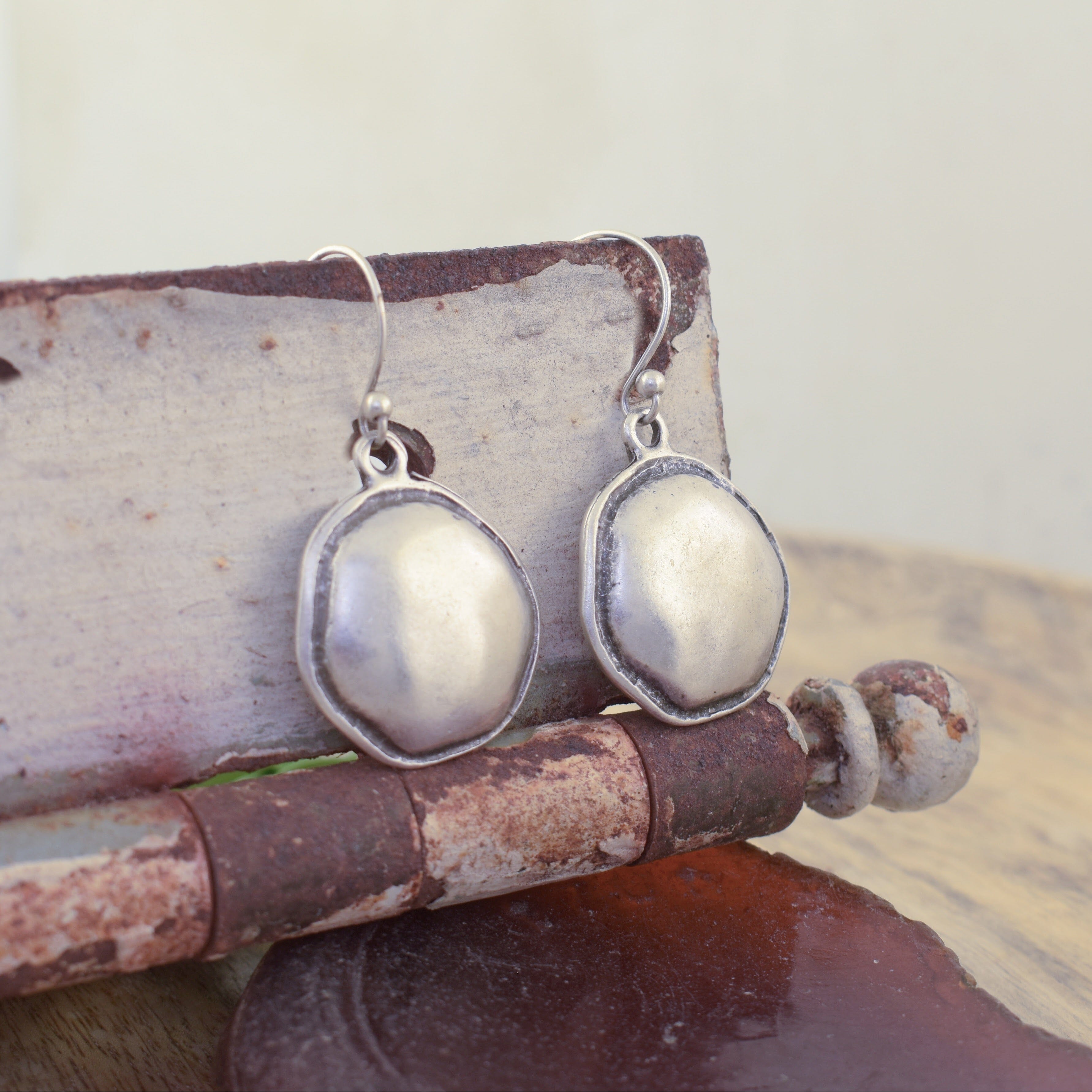 Sterling silver plated round earrings