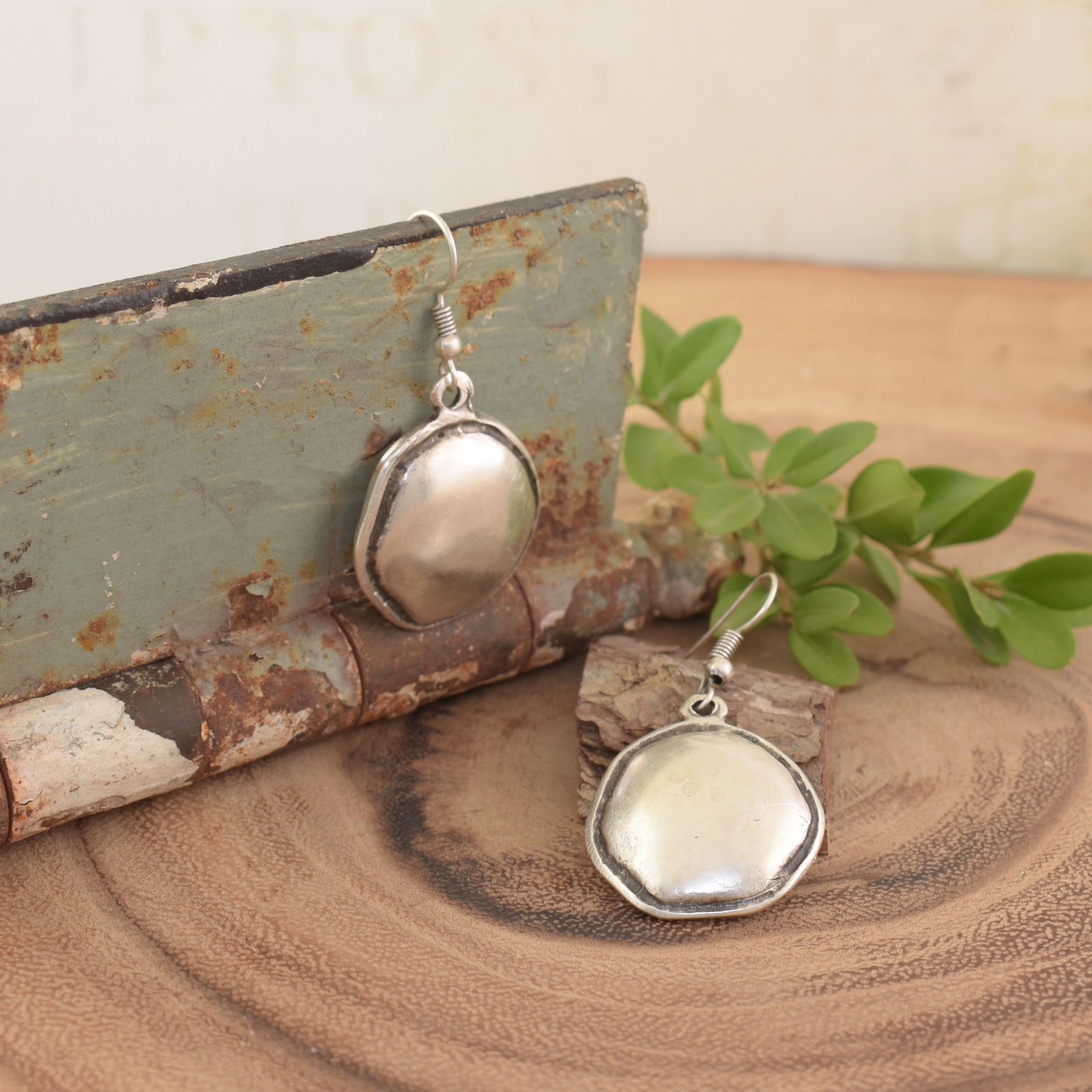 Sterling silver plated round earrings