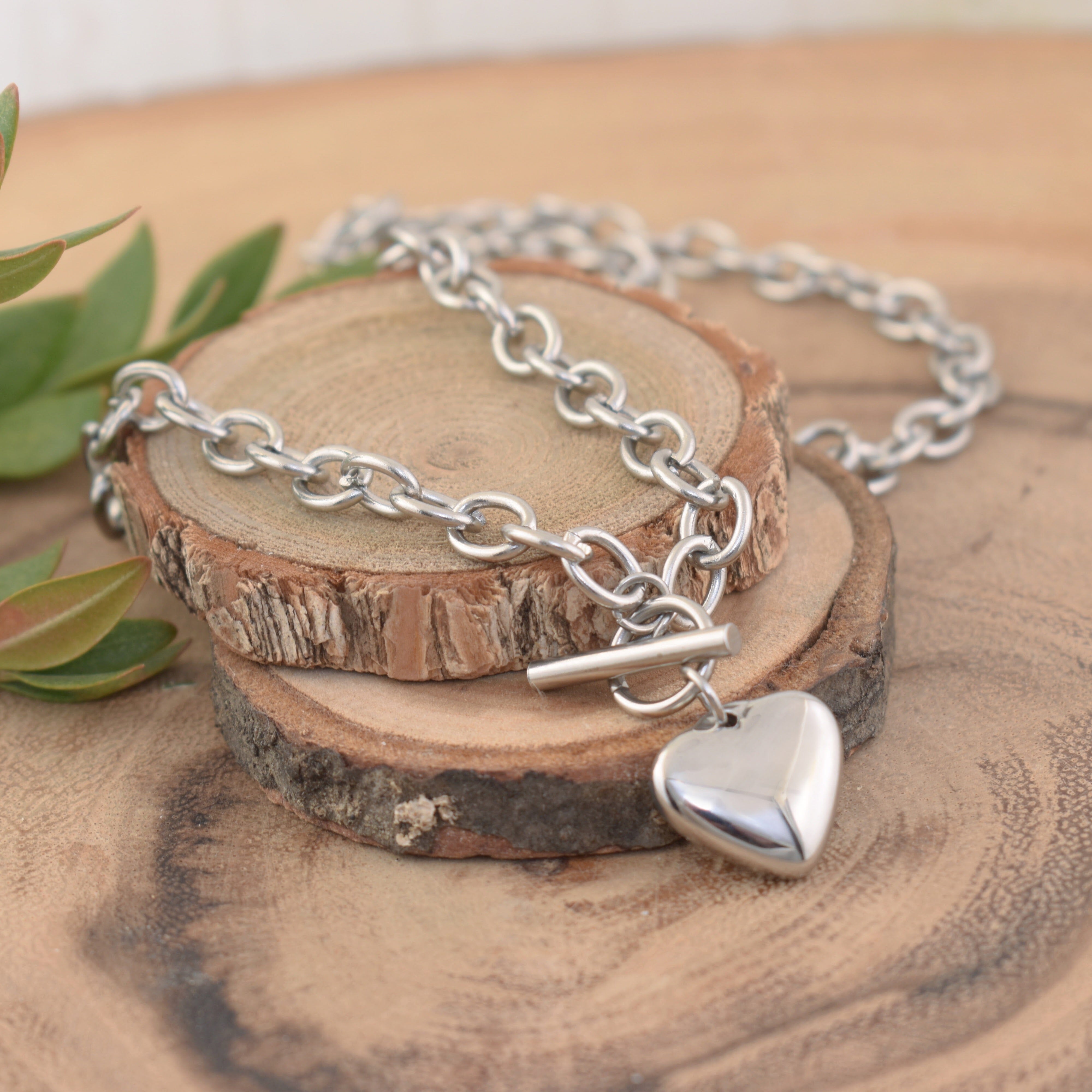 Stainless Steel heart necklace with toggle