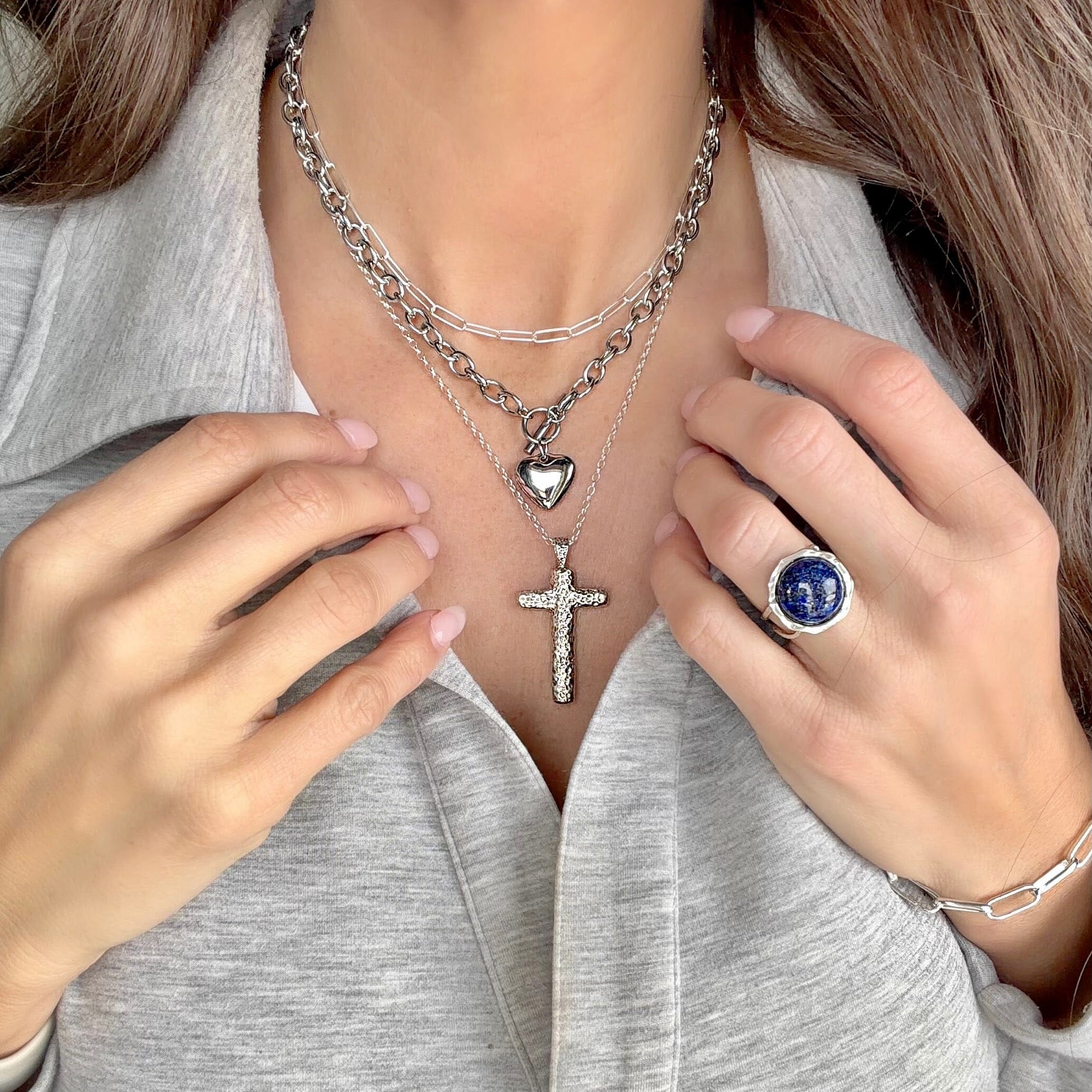 paperclip heart toggle clasp necklace