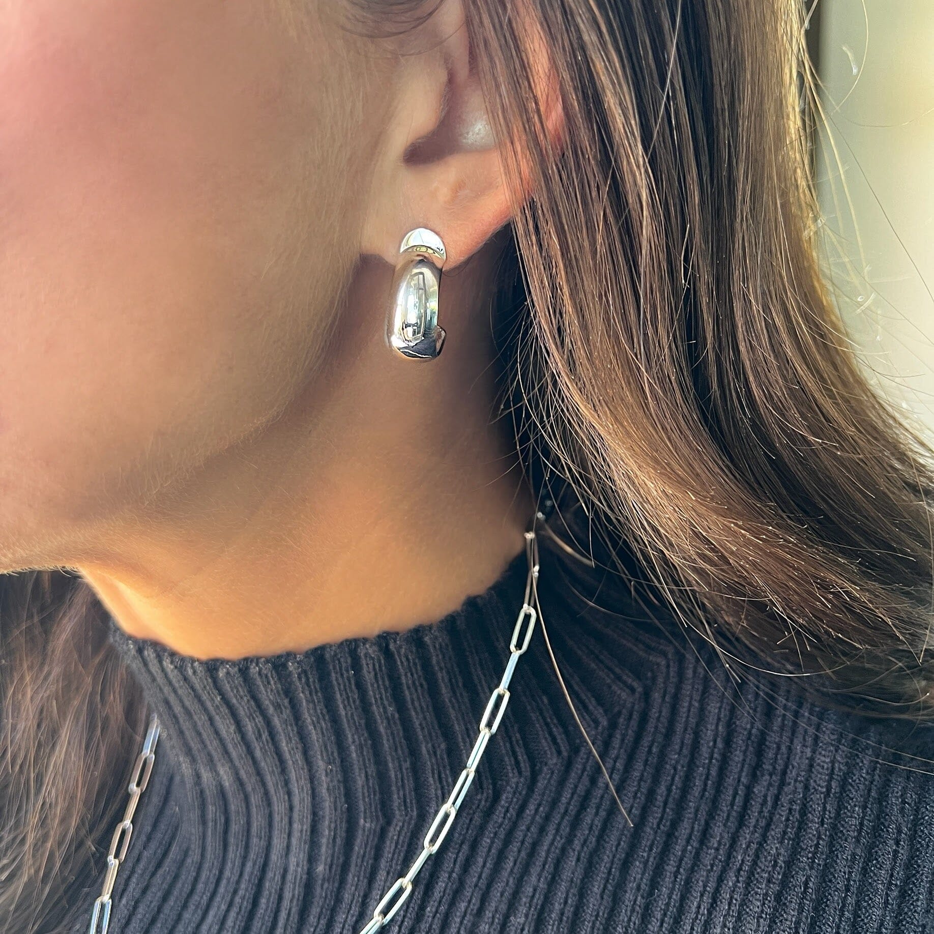 high polished push-back post earrings in sterling silver