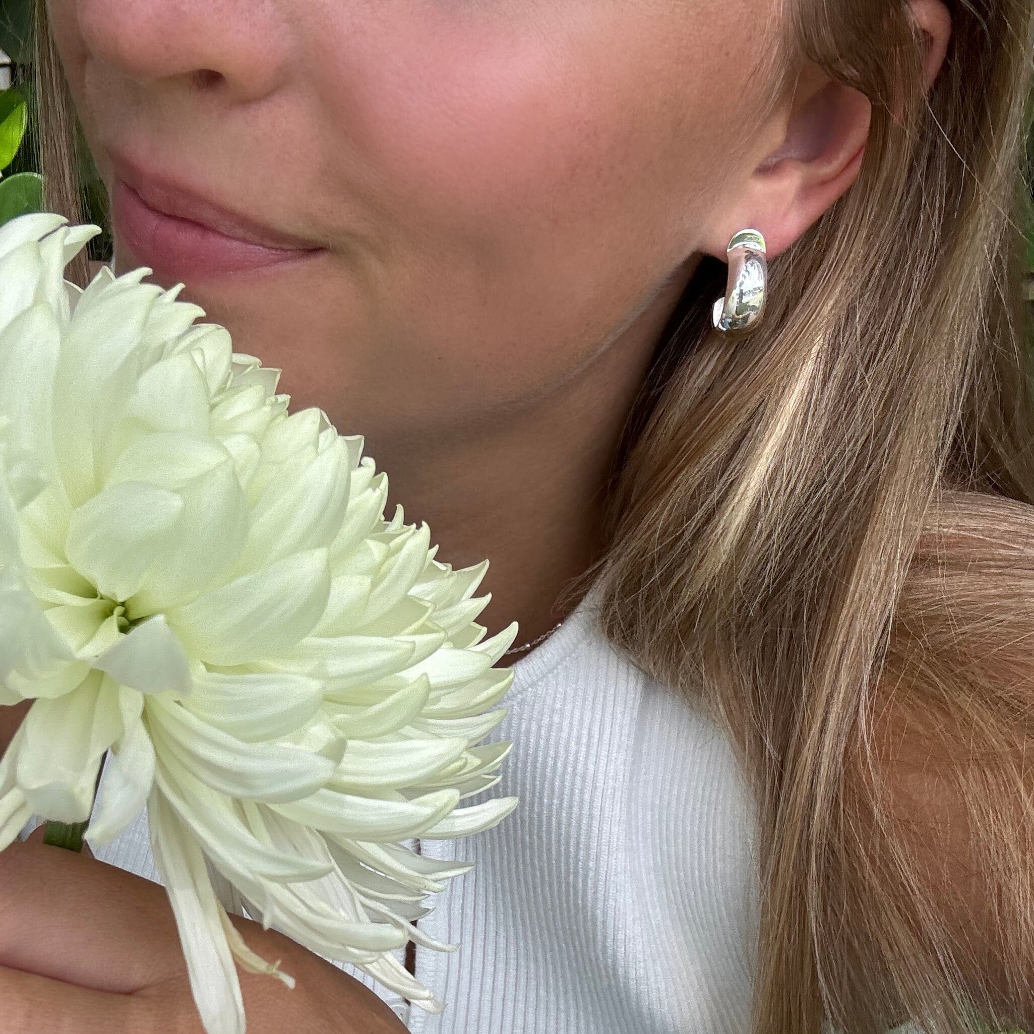 curved push-back post earrings in sterling silver