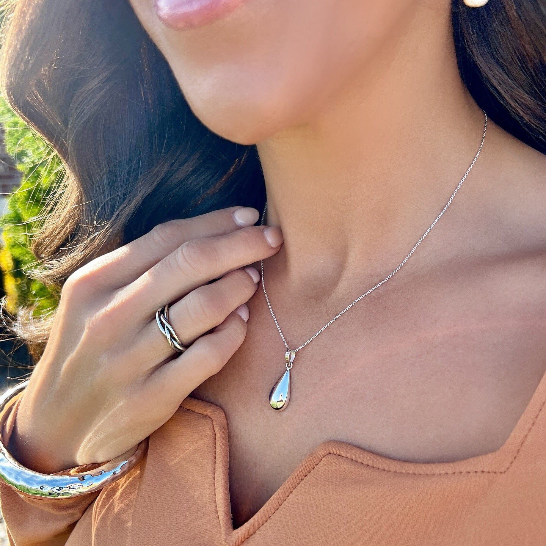 high polished sterling silver necklace